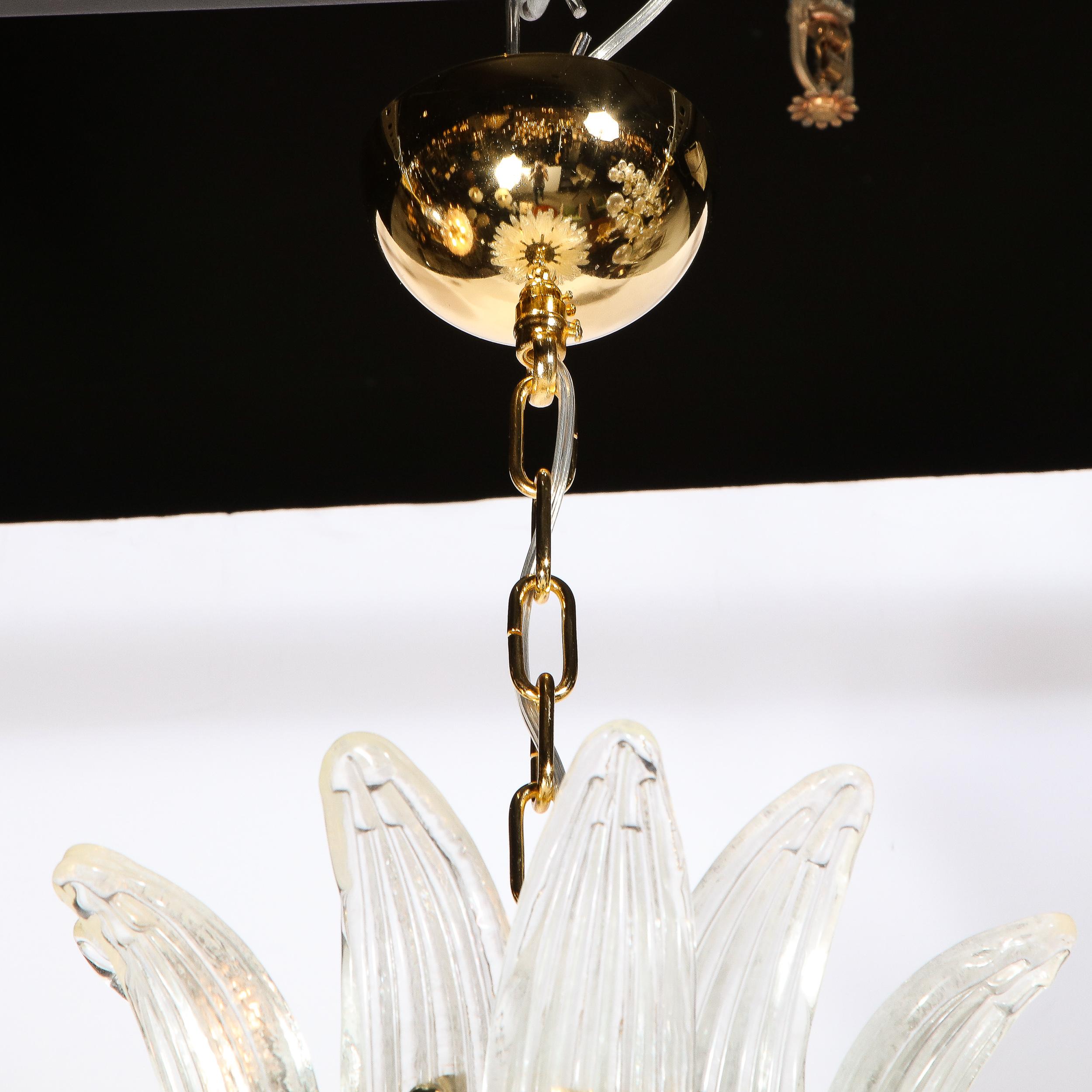 Modernist Handblown Murano Glass Three Tier Palma Chandelier with Brass Fittings 4