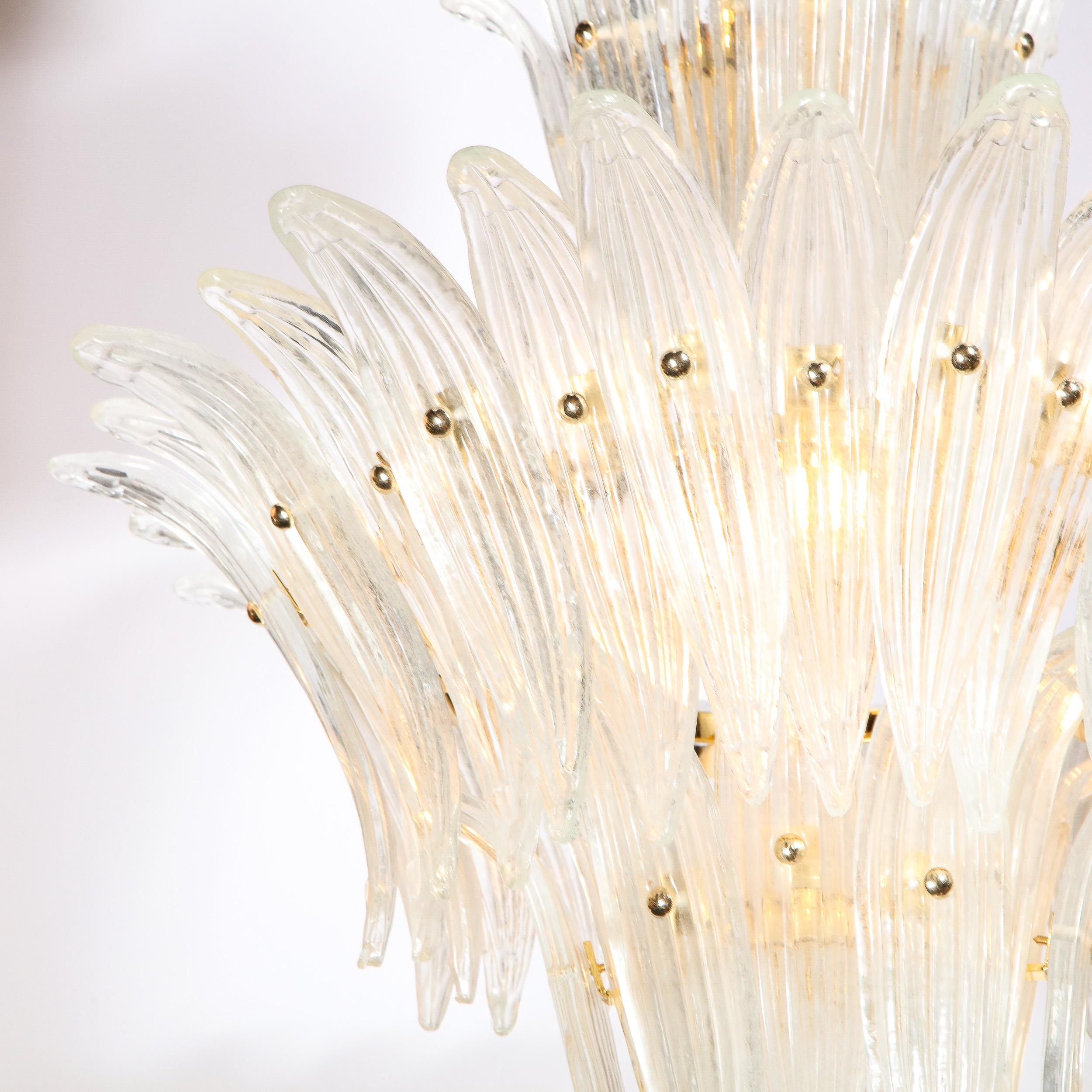 Lustre Palma à trois niveaux en verre de Murano soufflé à la main avec accessoires en laiton en vente 2