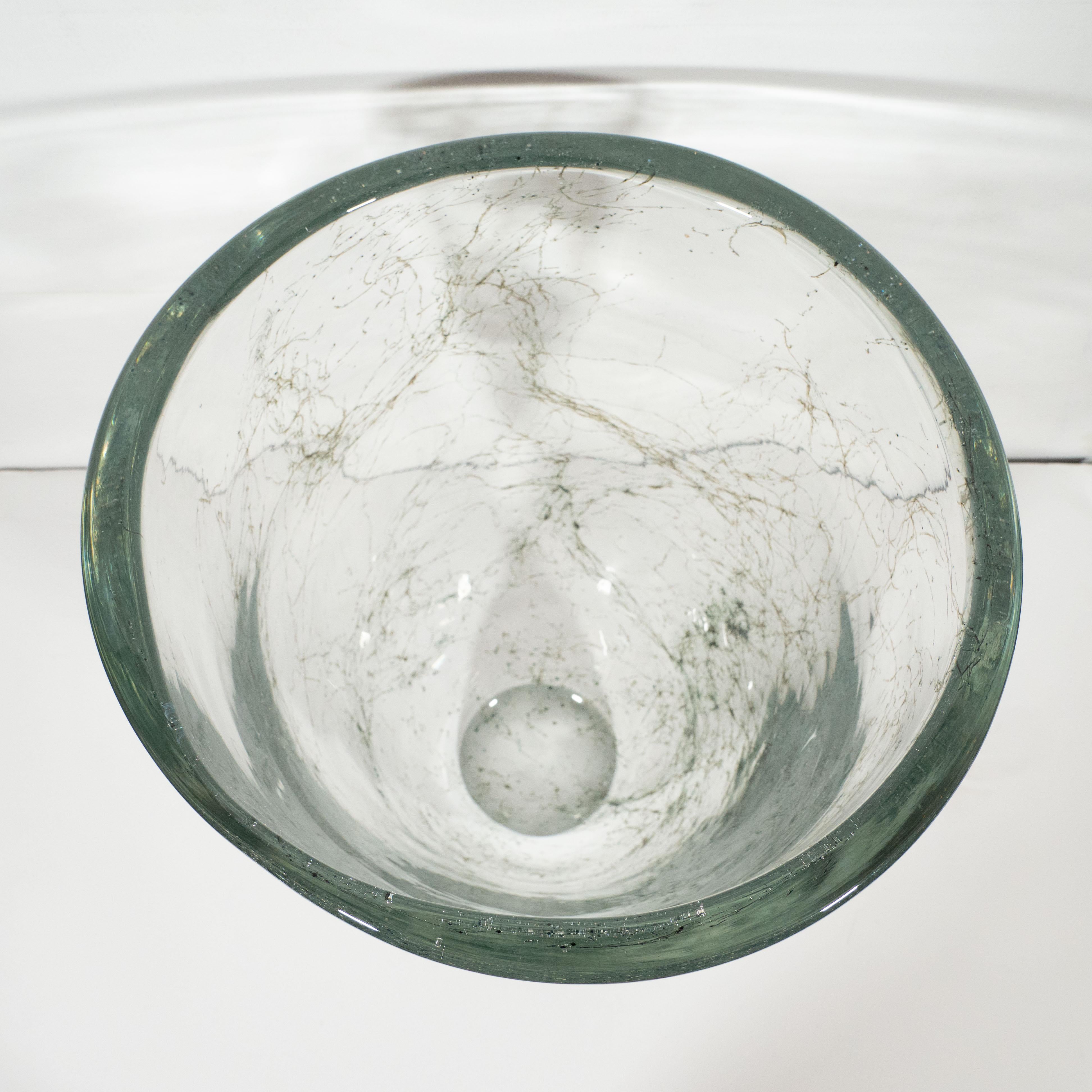Modernist Handblown Murano Glass Vase with Sage Expressionist Detailing (Italienisch)
