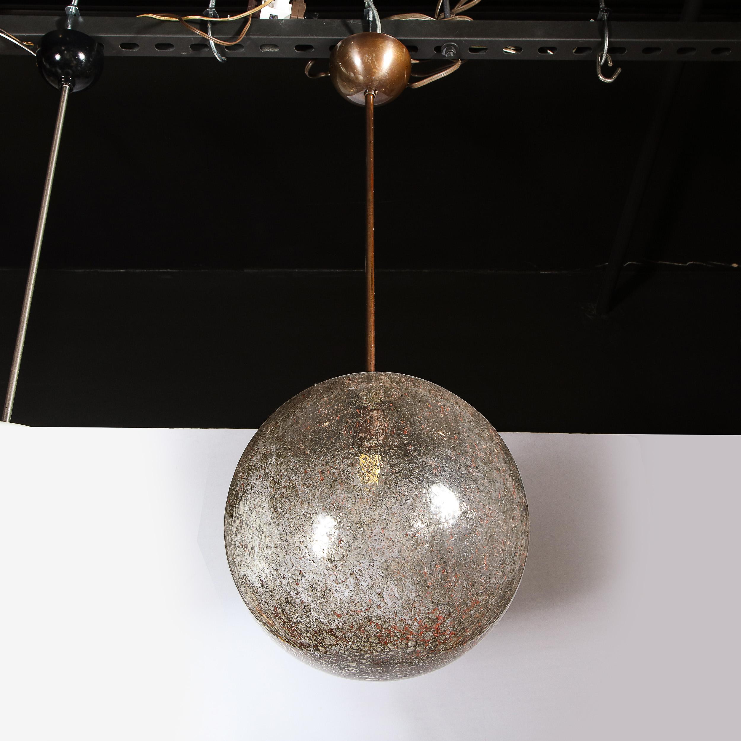 Contemporary Modernist Handblown Murano Pendant with Oil Rubbed Bronze Fittings For Sale