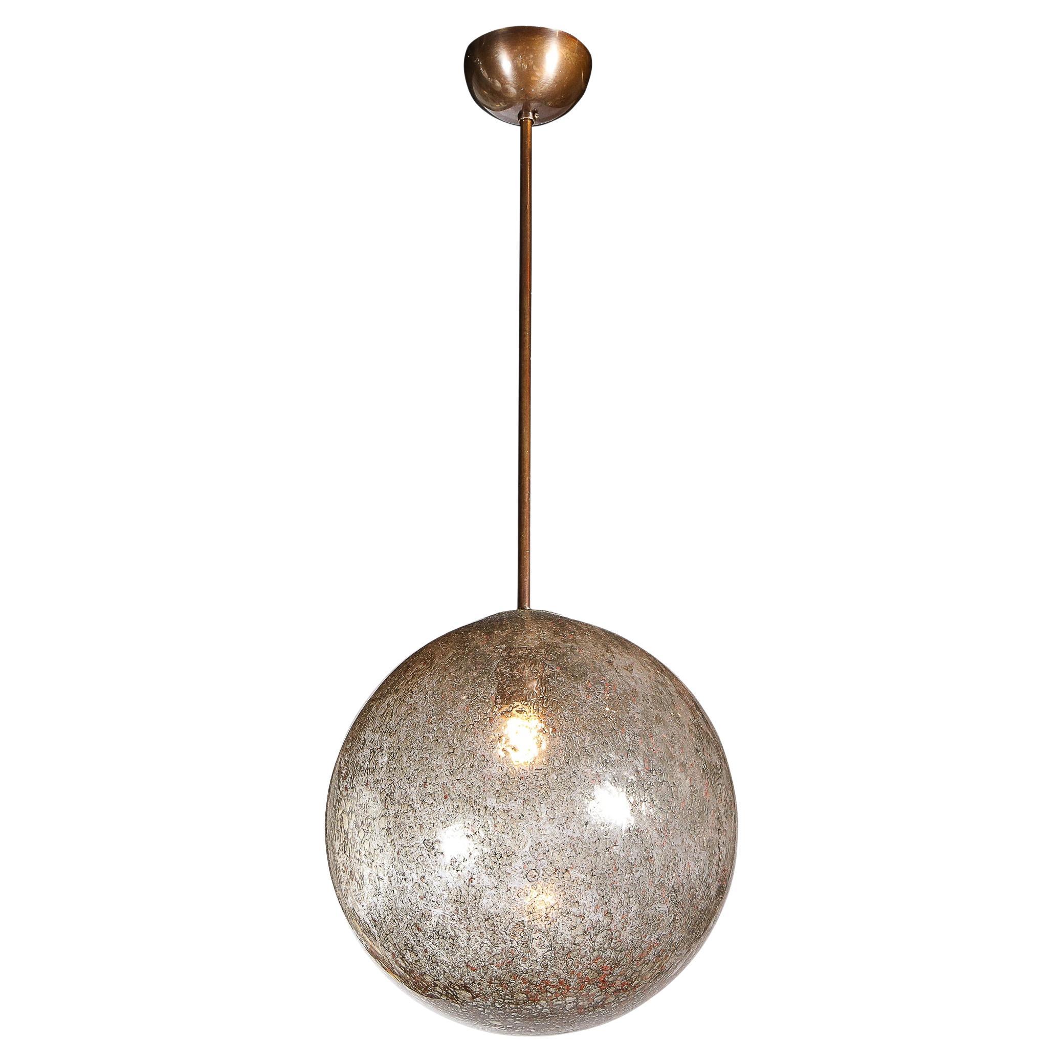 Modernist Handblown Murano Pendant with Oil Rubbed Bronze Fittings