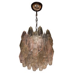 Modernist Handblown Murano Polyhedral Chandelier in Pale Blue, Rose and Citrine
