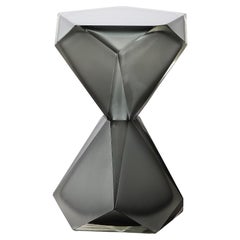 Modernist mundgeblasen Murano geräuchert & mattiert Graphit facettiert Sanduhr End Tabelle