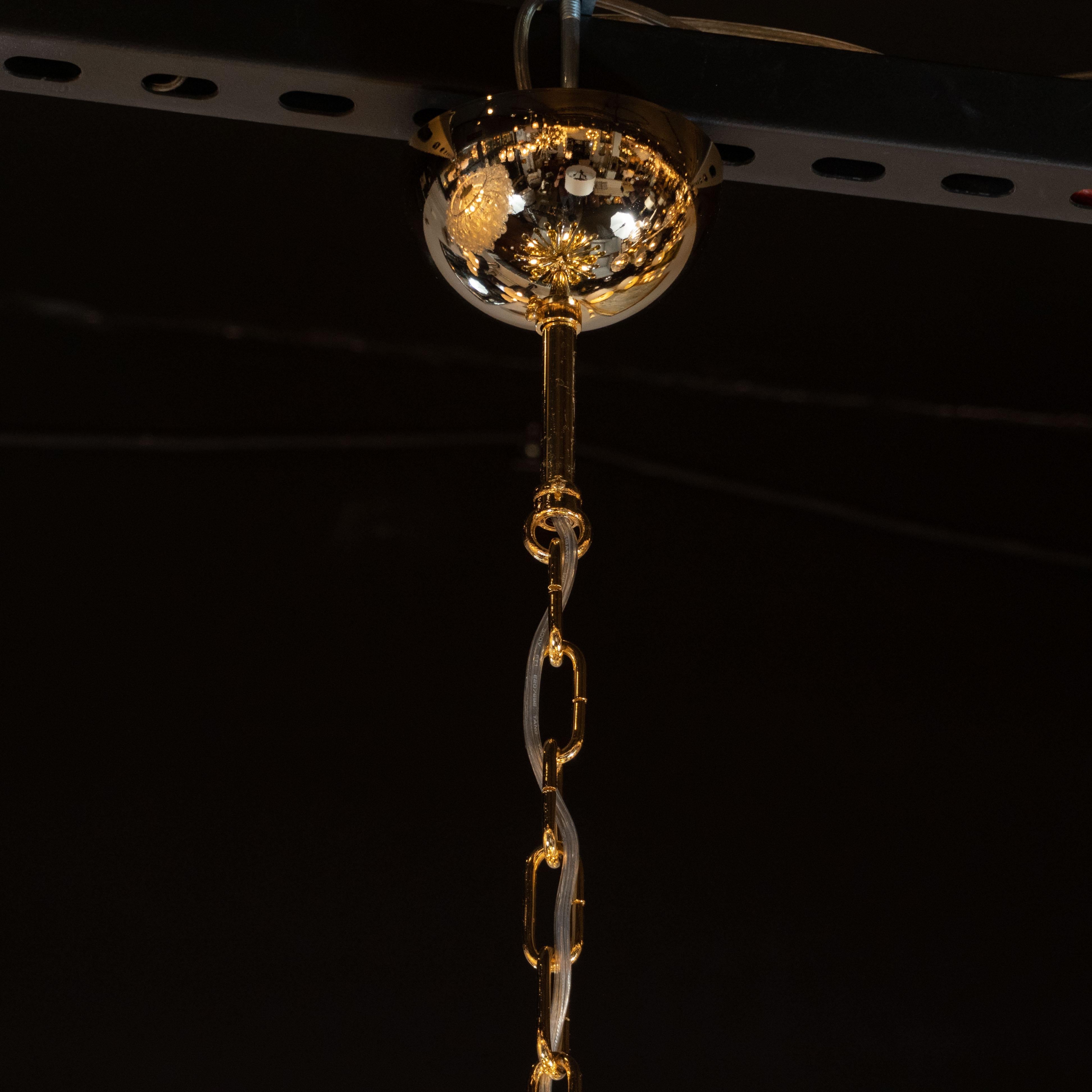 Italian Modernist Handblown Murano Smoked Honey Glass Sputnik with Brass Fittings For Sale