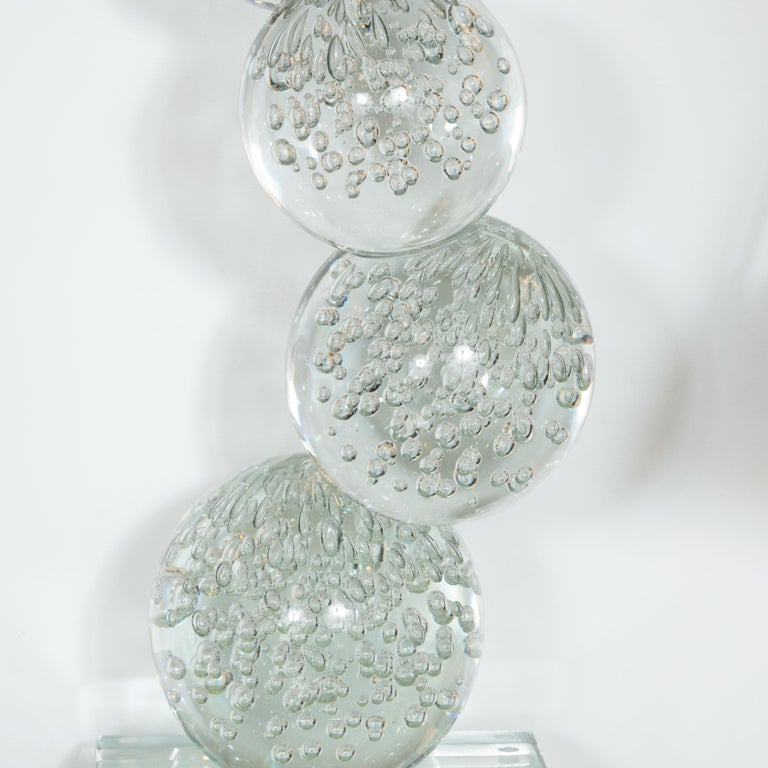 Modernist Hand Blown Murano Translucent Bubble Glass Stacked Spheres