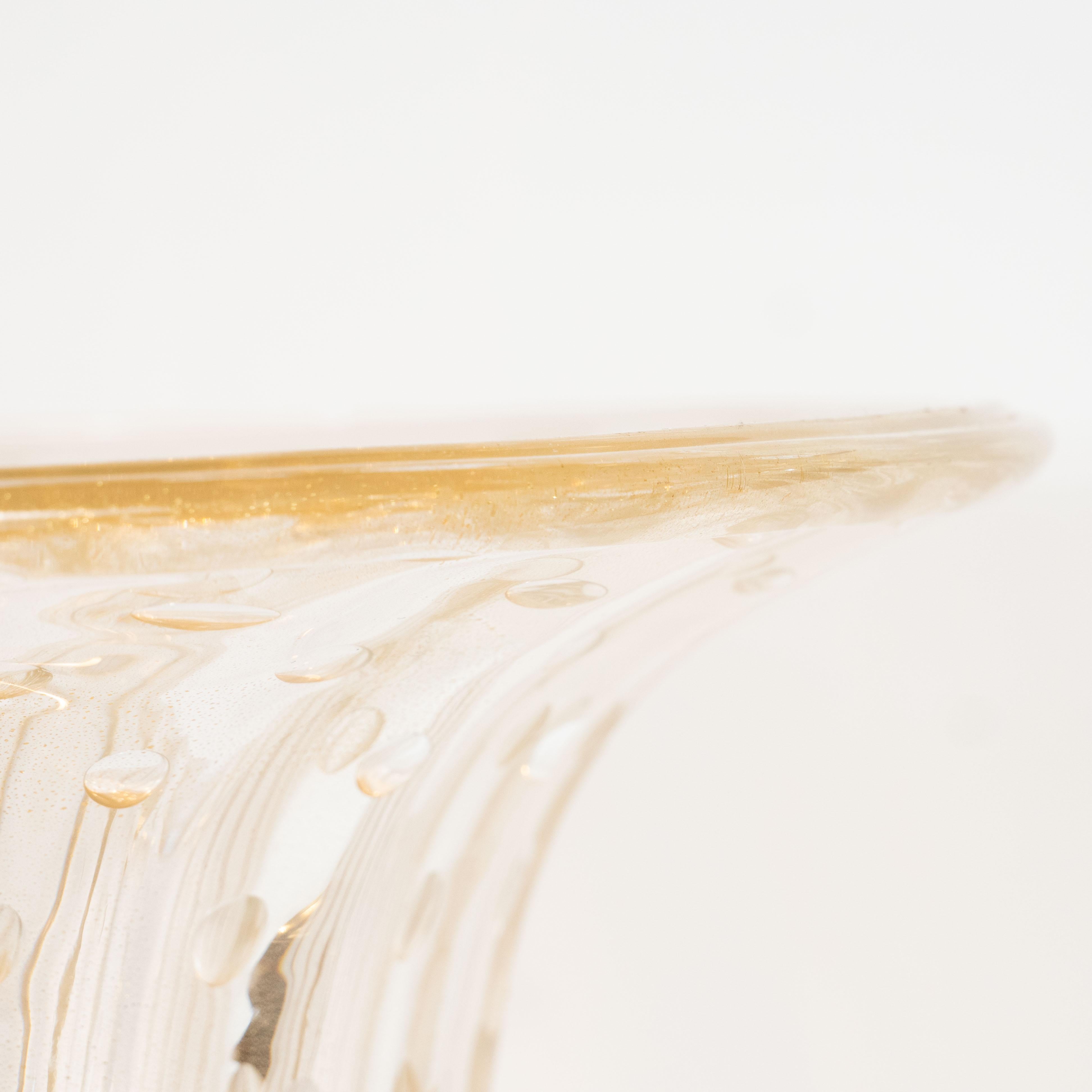Modernist Handblown Murano Translucent Glass Uplights w/ 24kt Yellow Gold Flecks For Sale 4