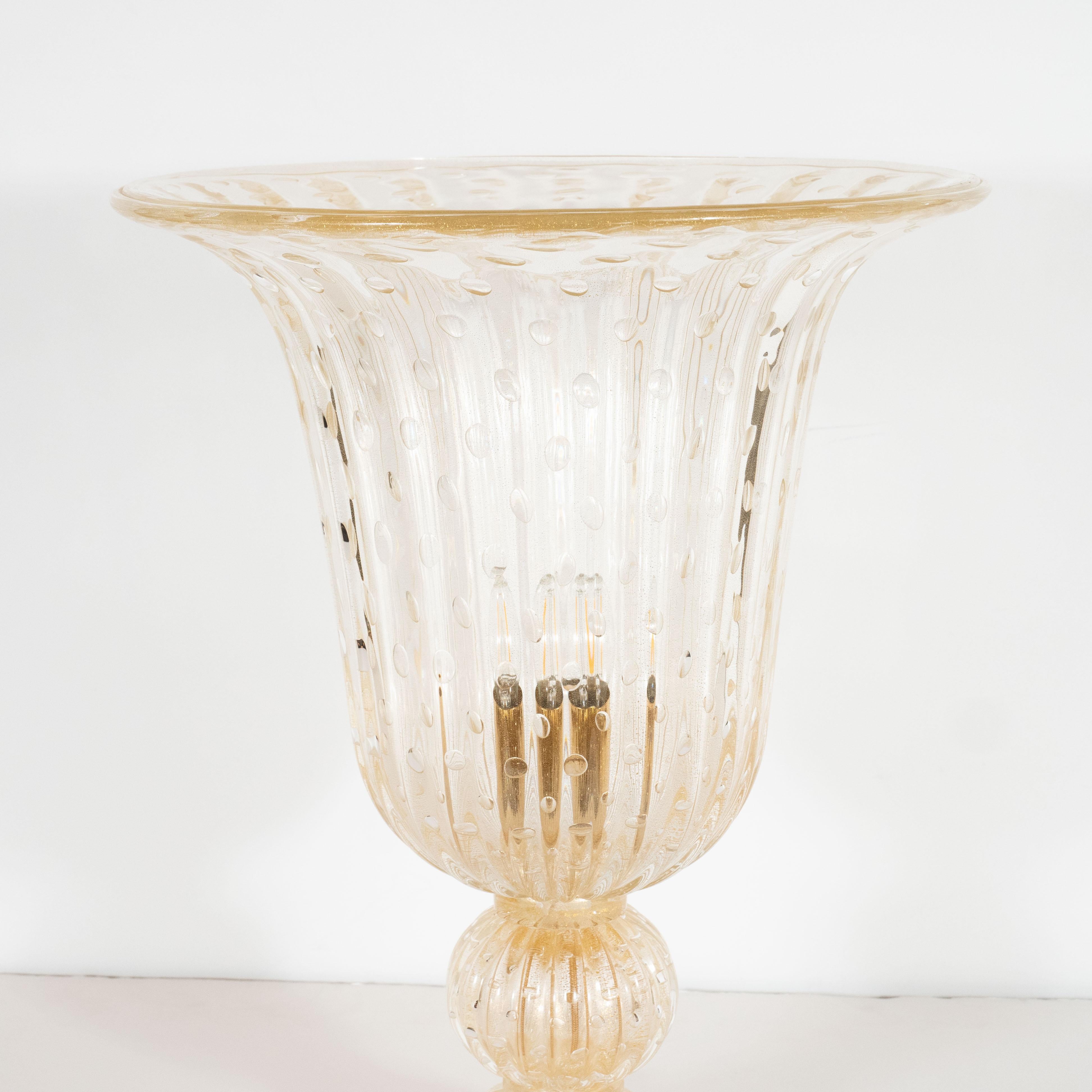 Moderne Luminaires modernistes en verre de Murano translucide soufflé à la main avec mouchetures d'or jaune 24 carats en vente