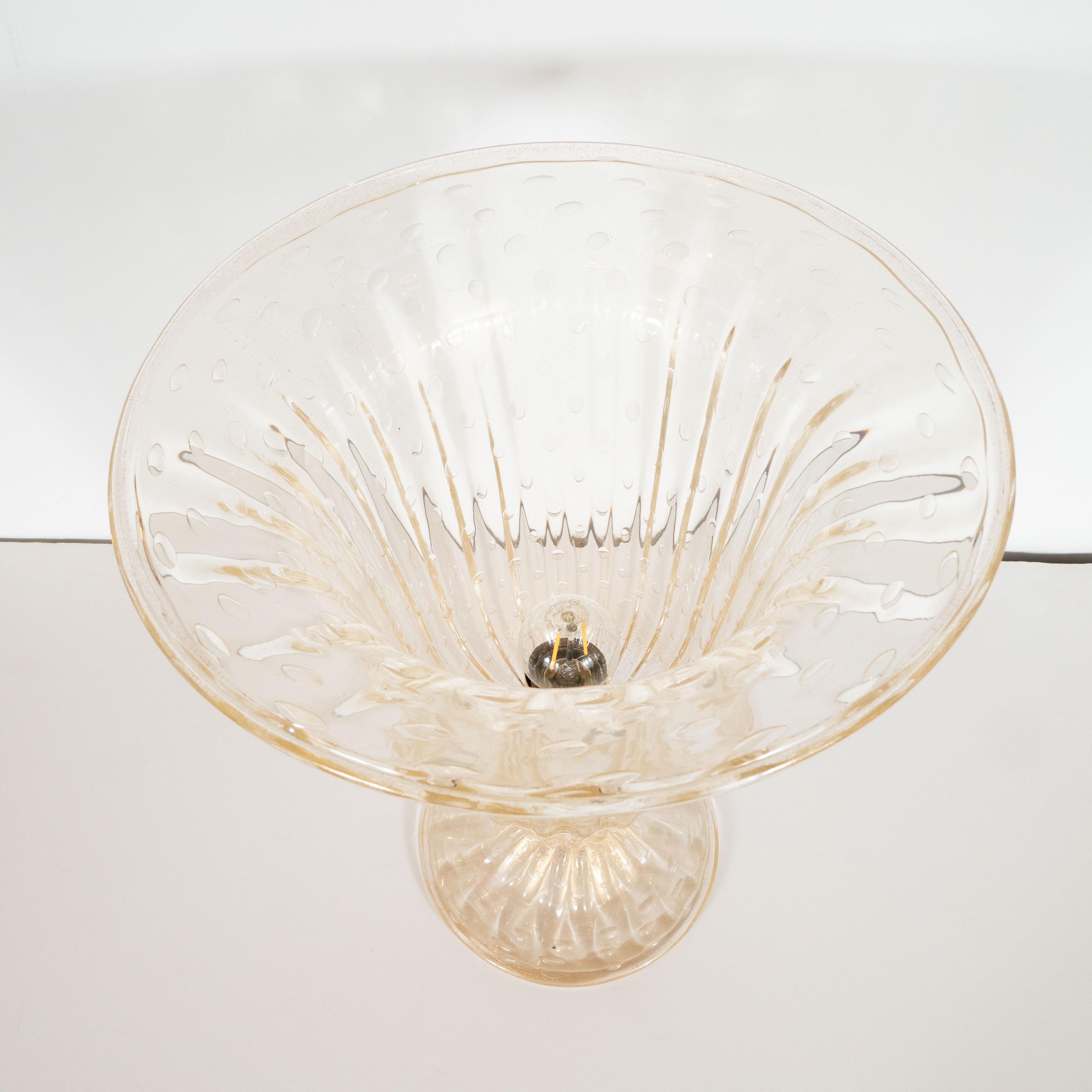 Modernist Handblown Murano Translucent Glass Uplights, 24kt Yellow Gold Flecks In Excellent Condition In New York, NY