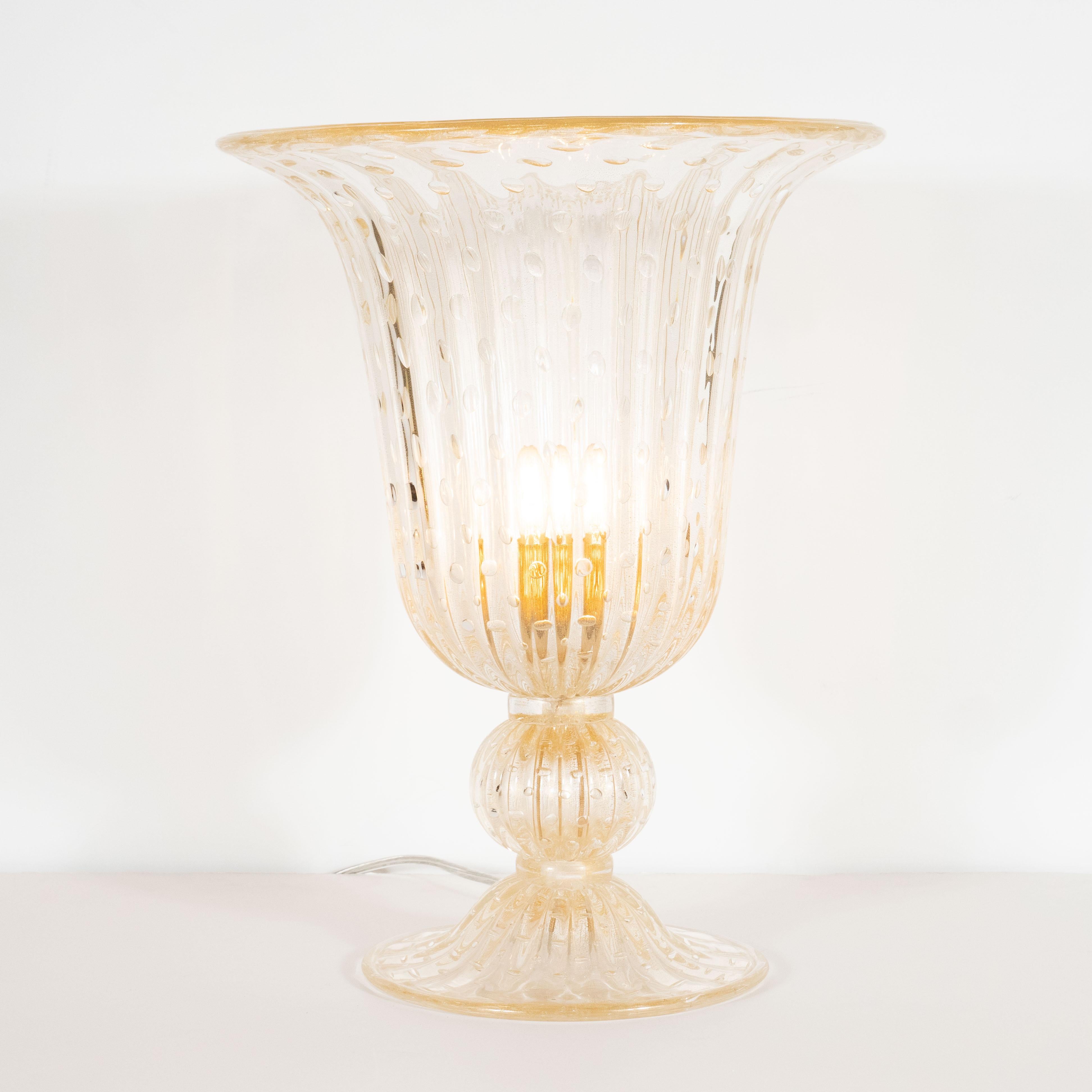 Modernist Handblown Murano Translucent Glass Uplights w/ 24kt Yellow Gold Flecks In Excellent Condition For Sale In New York, NY