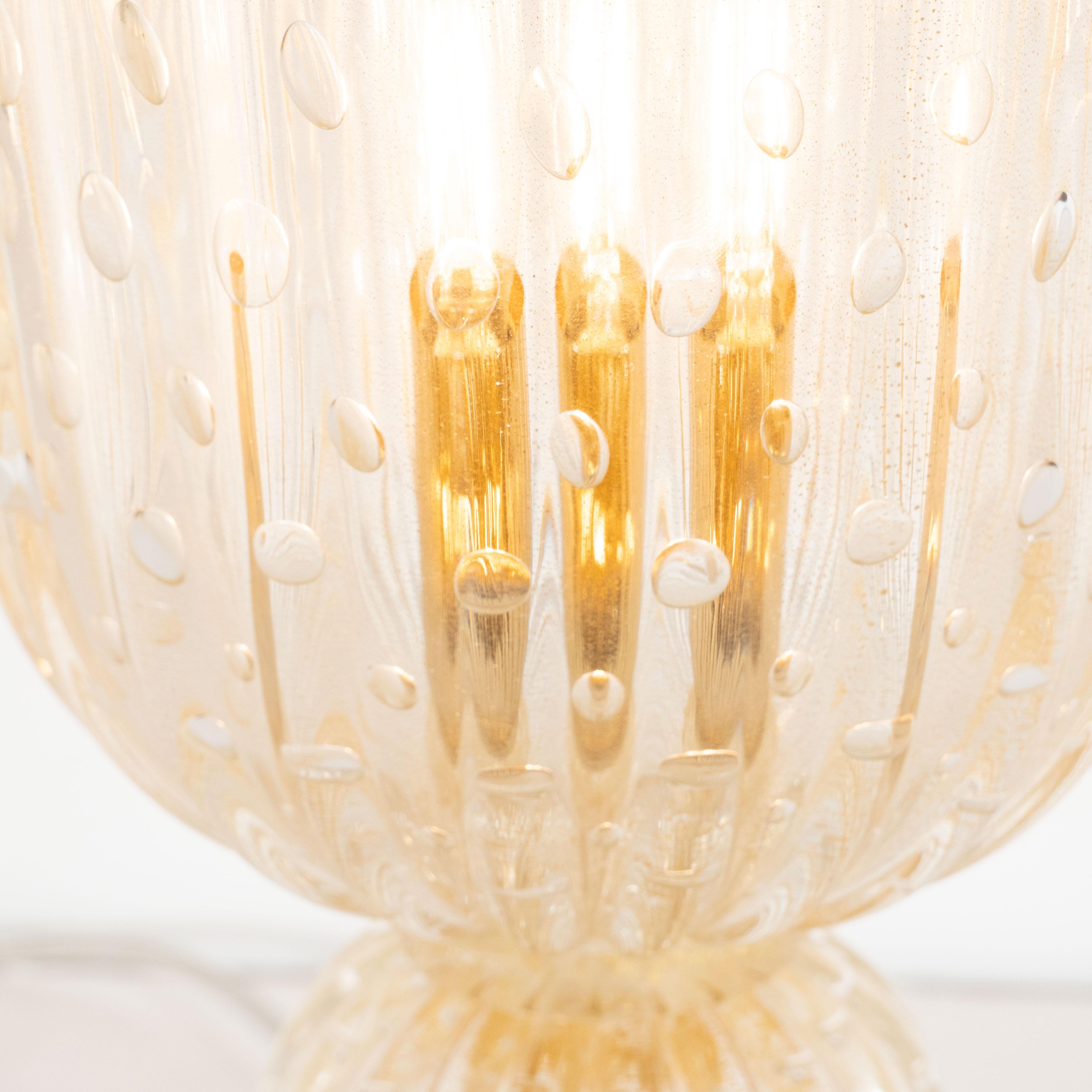 Modernist Handblown Murano Translucent Glass Uplights, 24kt Yellow Gold Flecks 3