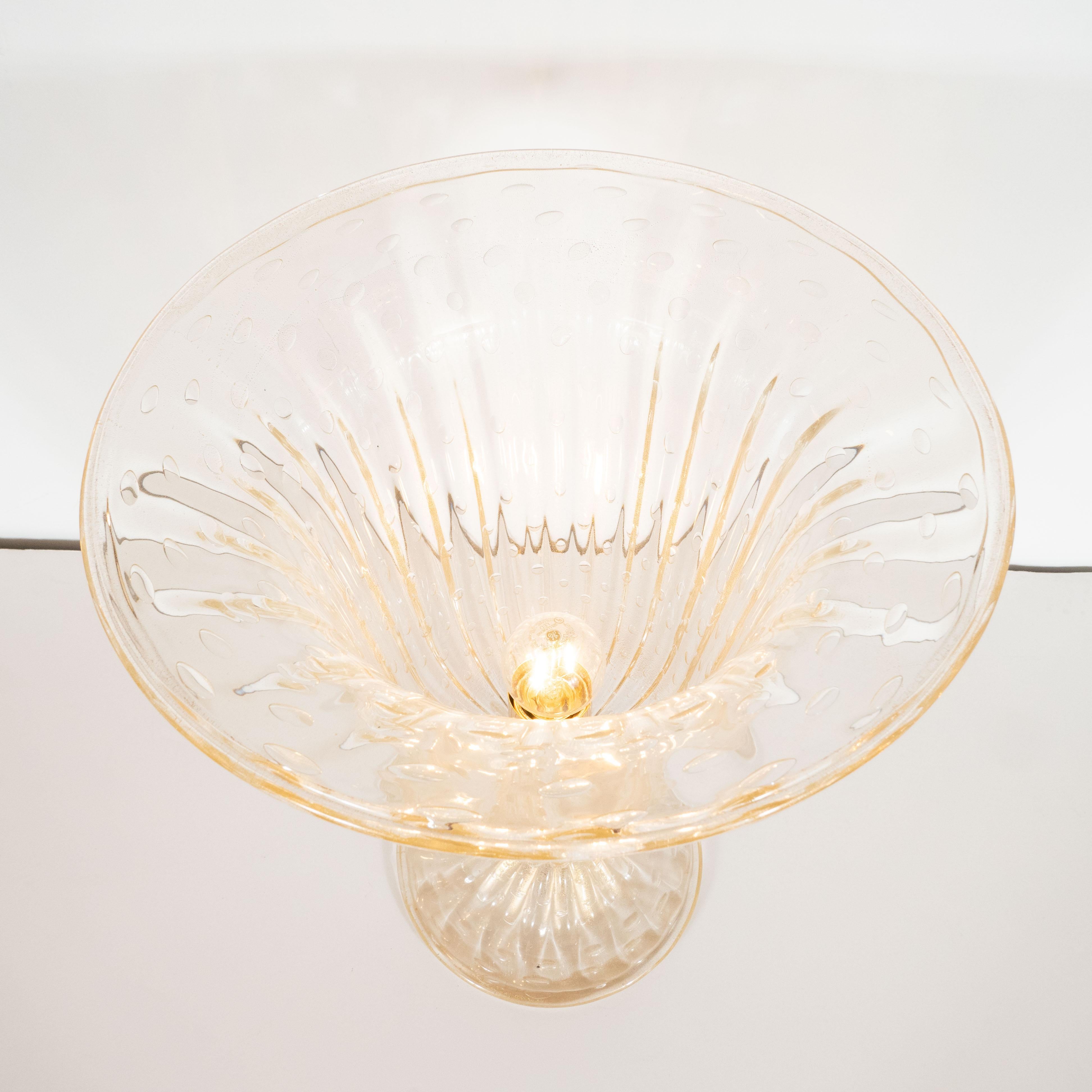 Modernist Handblown Murano Translucent Glass Uplights w/ 24kt Yellow Gold Flecks For Sale 3