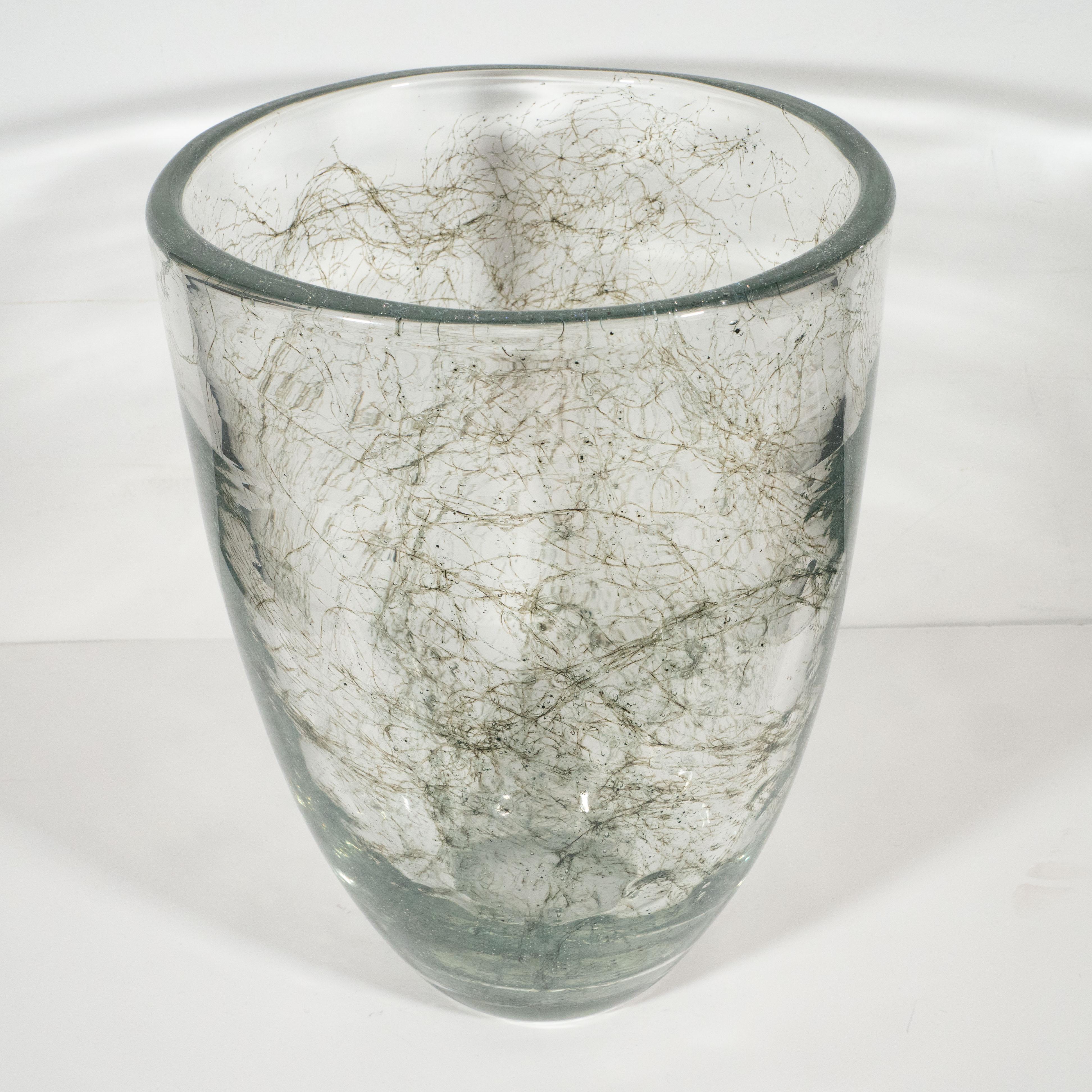 Murano Glass Modernist Handblown Murano Translucent Glass Vase with Expressionist Detailing