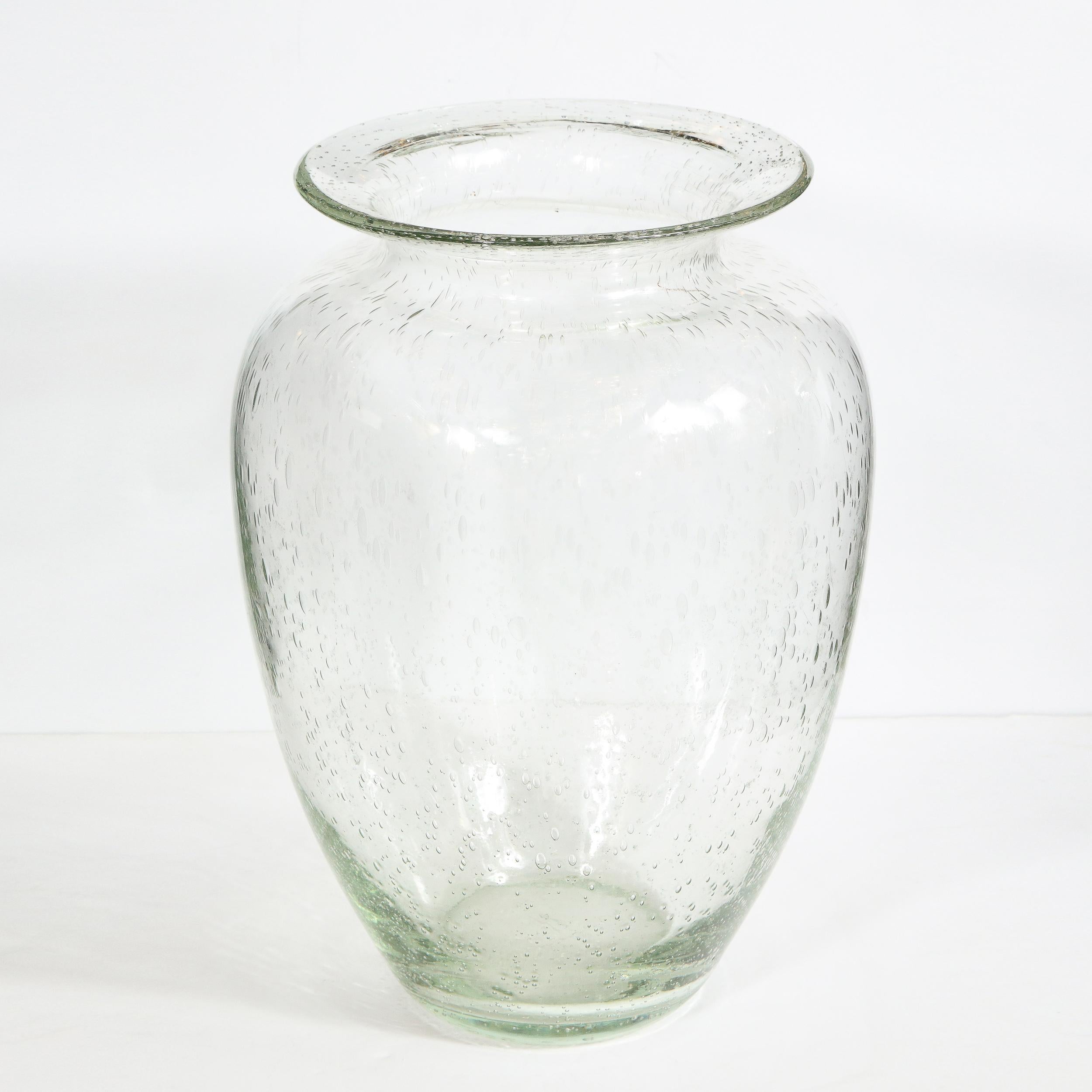 Modernist Hand Blown Murano Translucent Sea Foam Vase For Sale 4