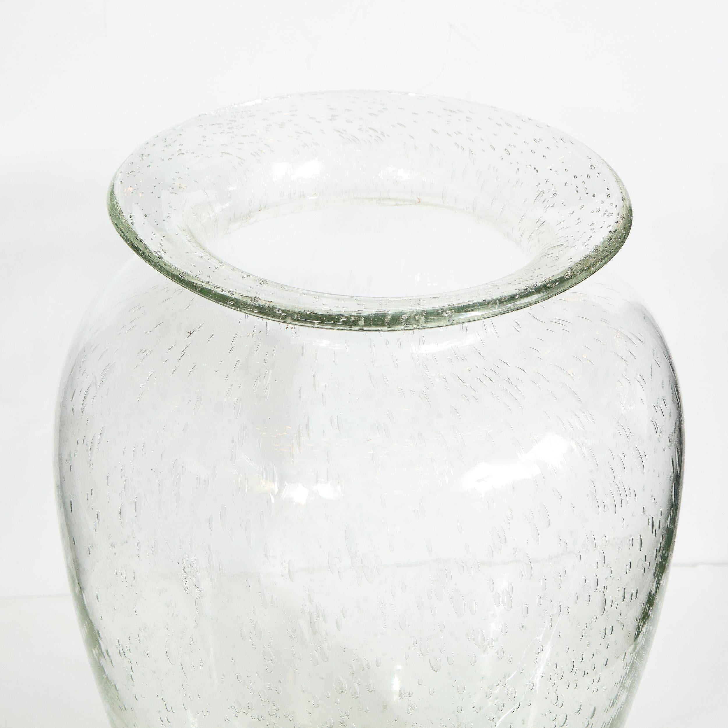 Modernist Hand Blown Murano Translucent Sea Foam Vase In Excellent Condition For Sale In New York, NY