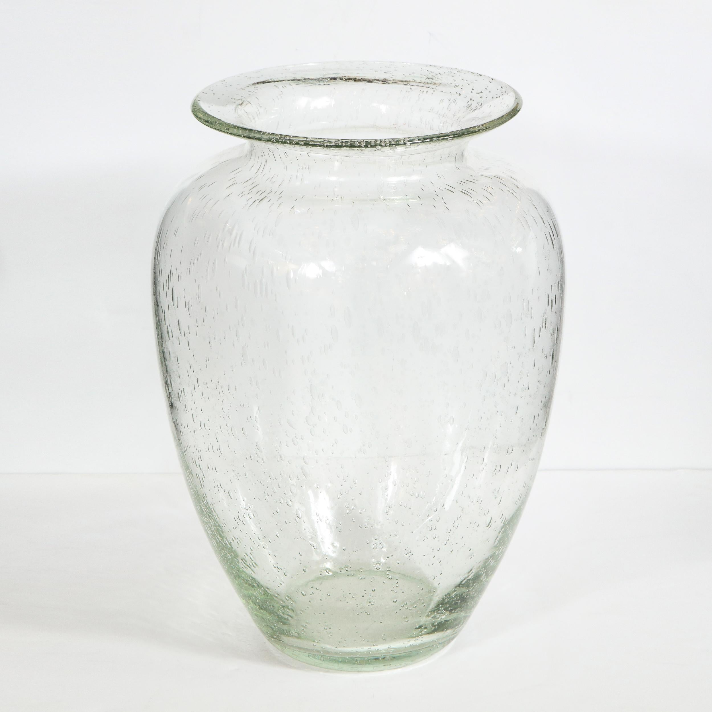 20th Century Modernist Hand Blown Murano Translucent Sea Foam Vase For Sale
