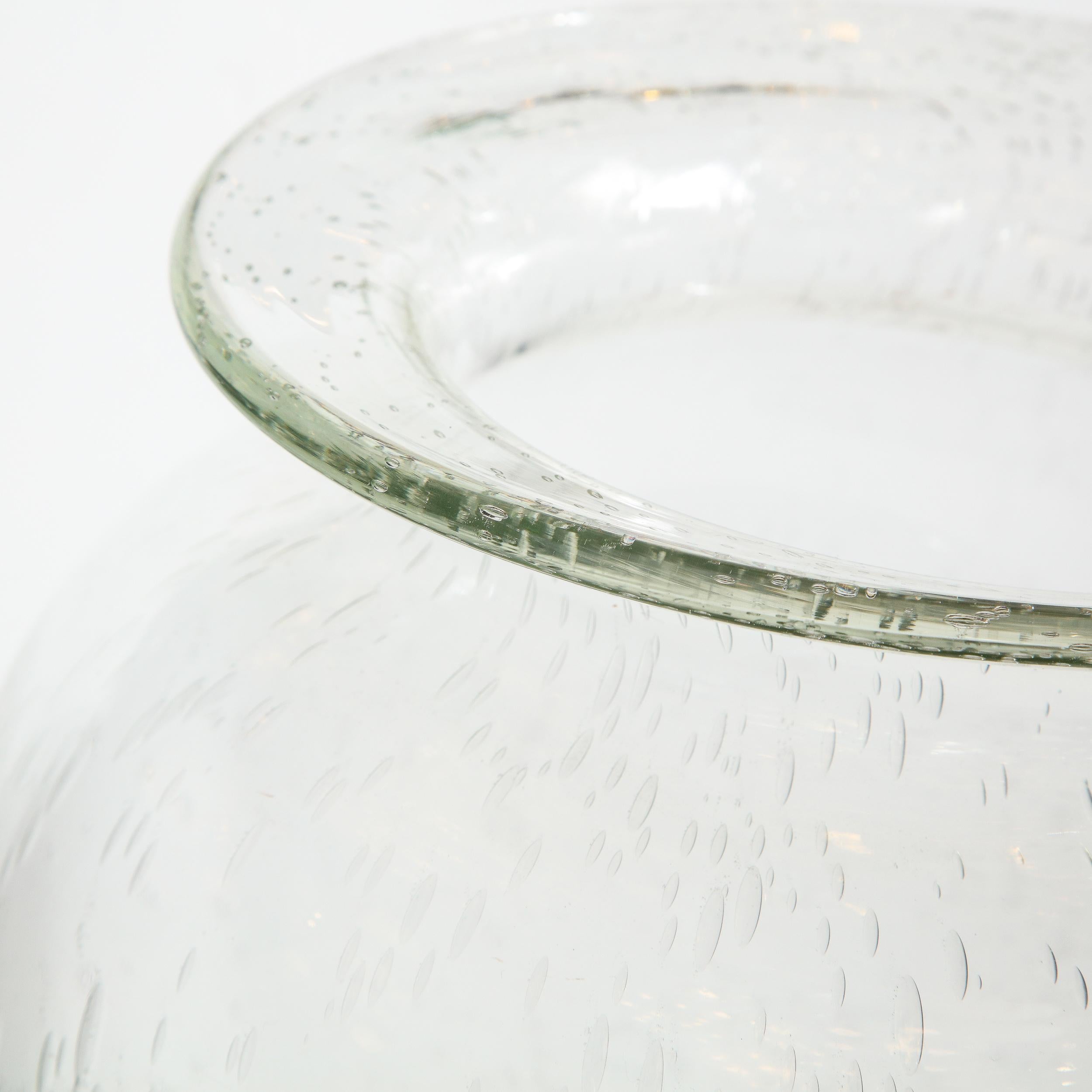Modernist Hand Blown Murano Translucent Sea Foam Vase For Sale 1
