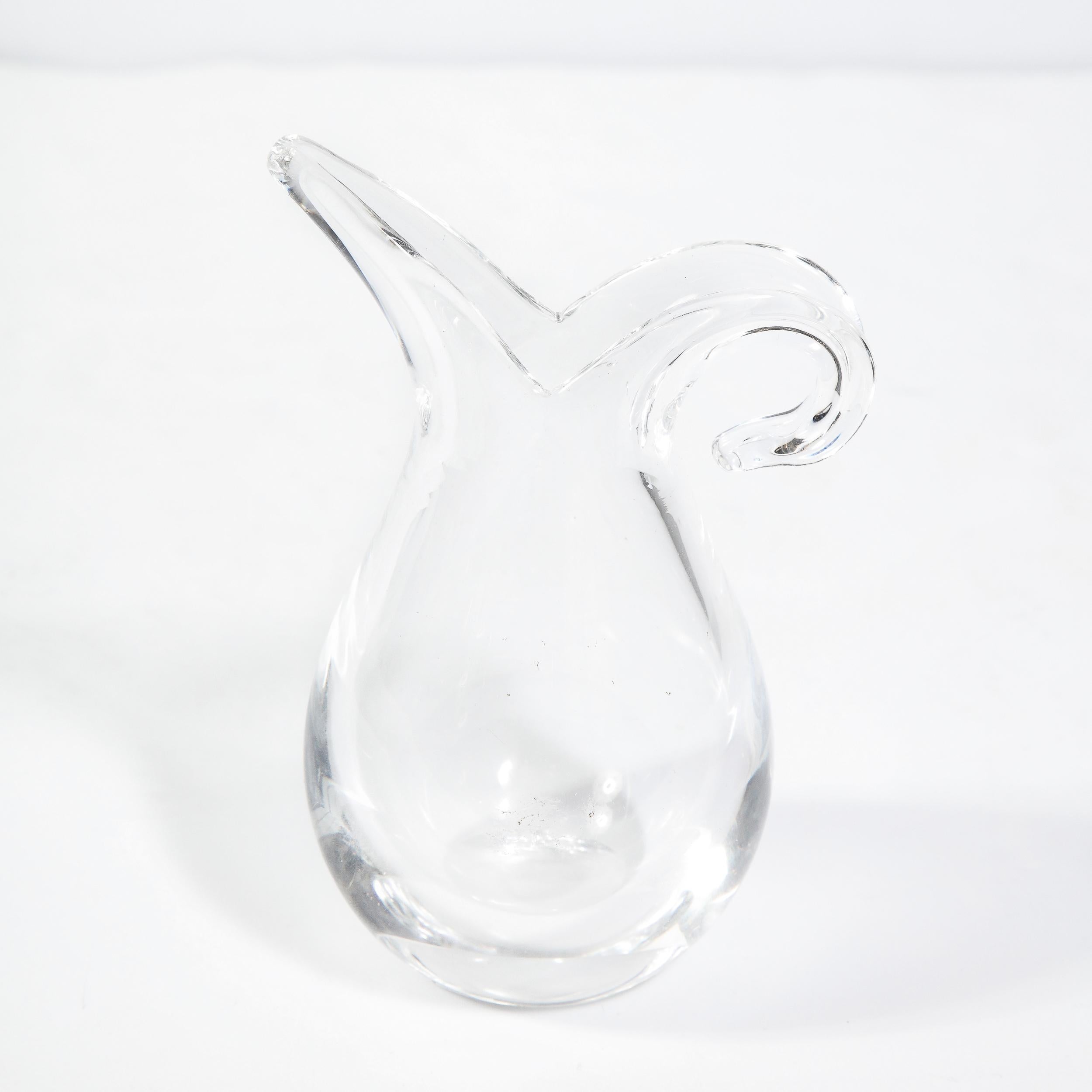 Modernist Hand Blown Translucent Glass Teardrop Vase by Steuben 1