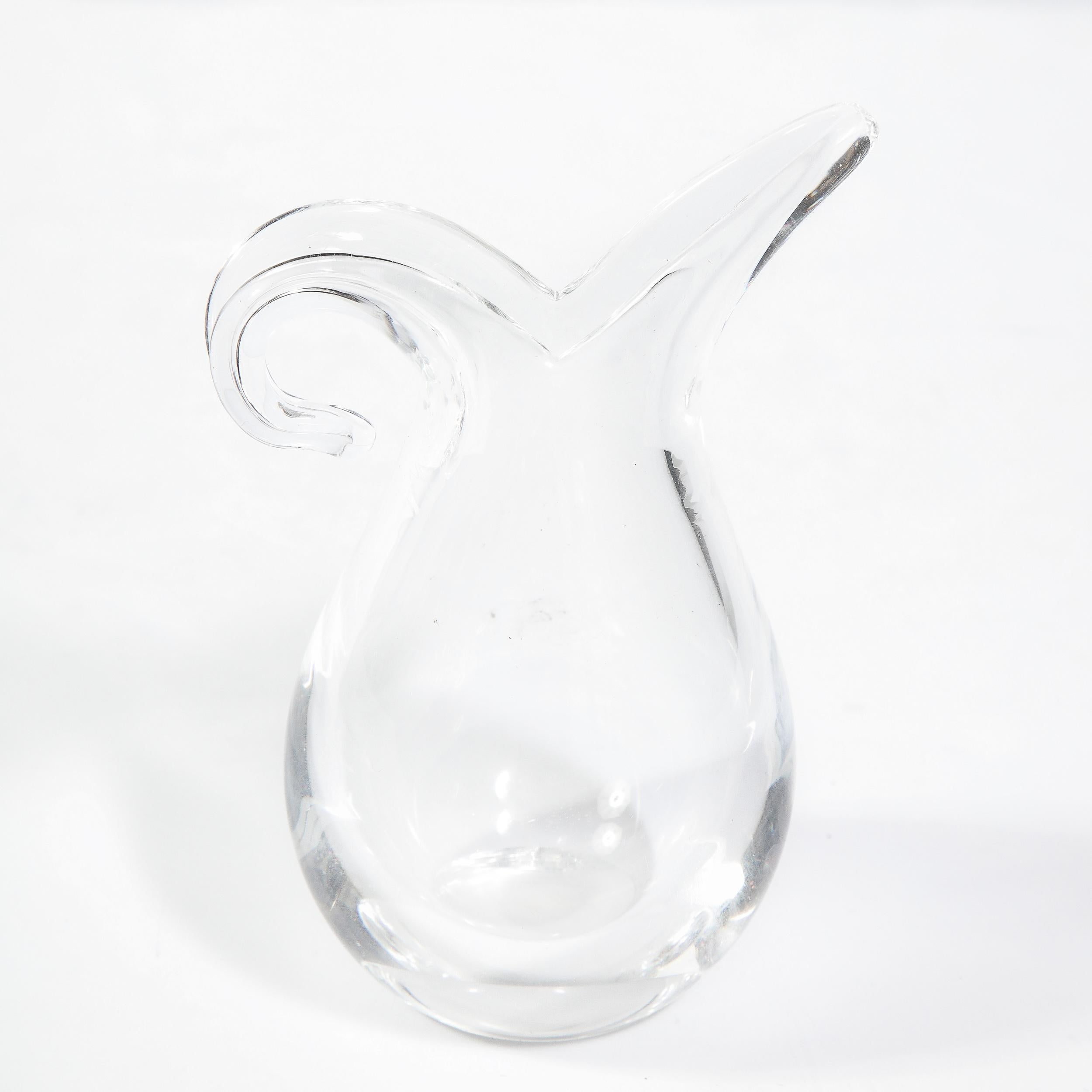 Modernist Hand Blown Translucent Glass Teardrop Vase by Steuben 4
