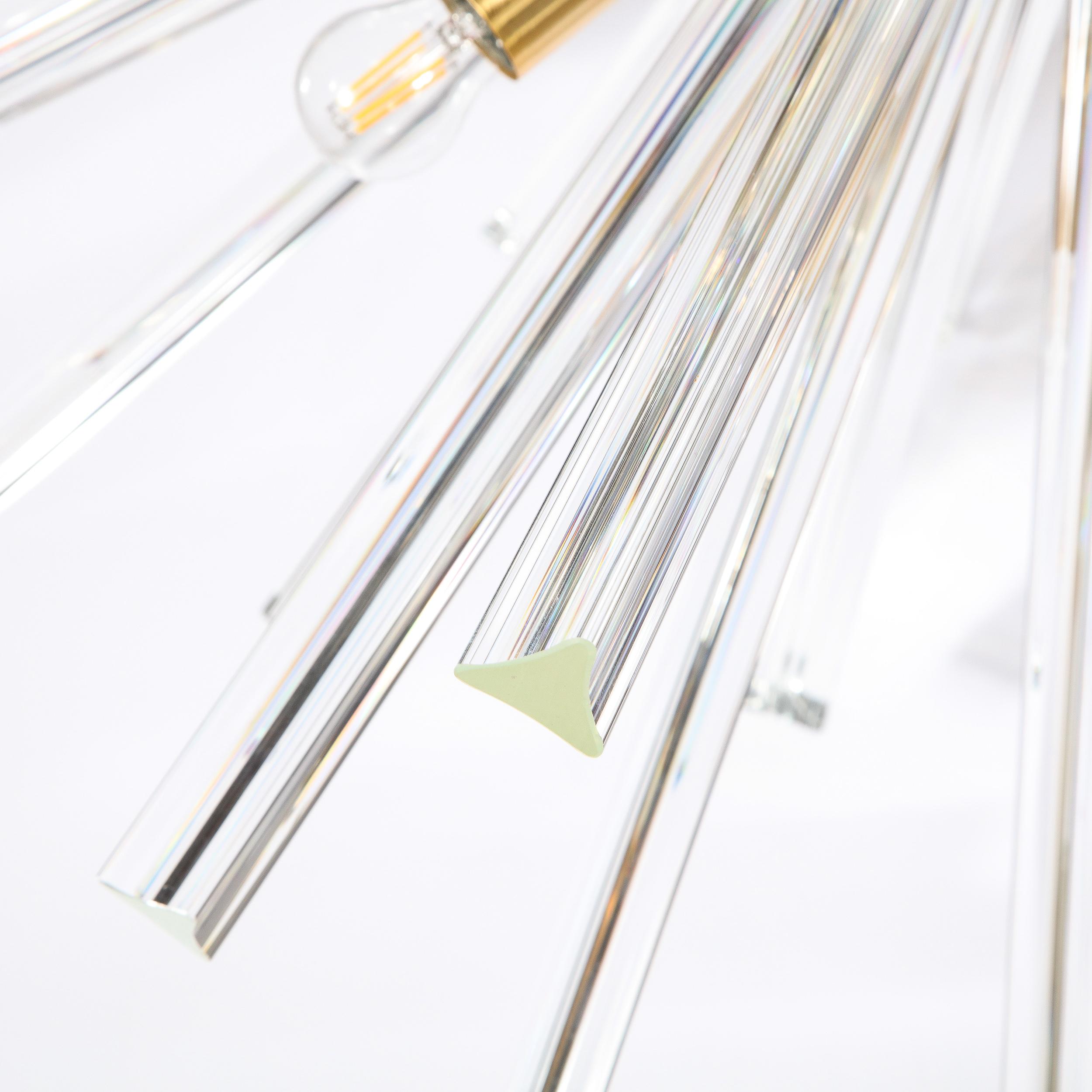 Modernist Handblown Translucent Murano Camer Glass & Brushed Brass Sputnik For Sale 4