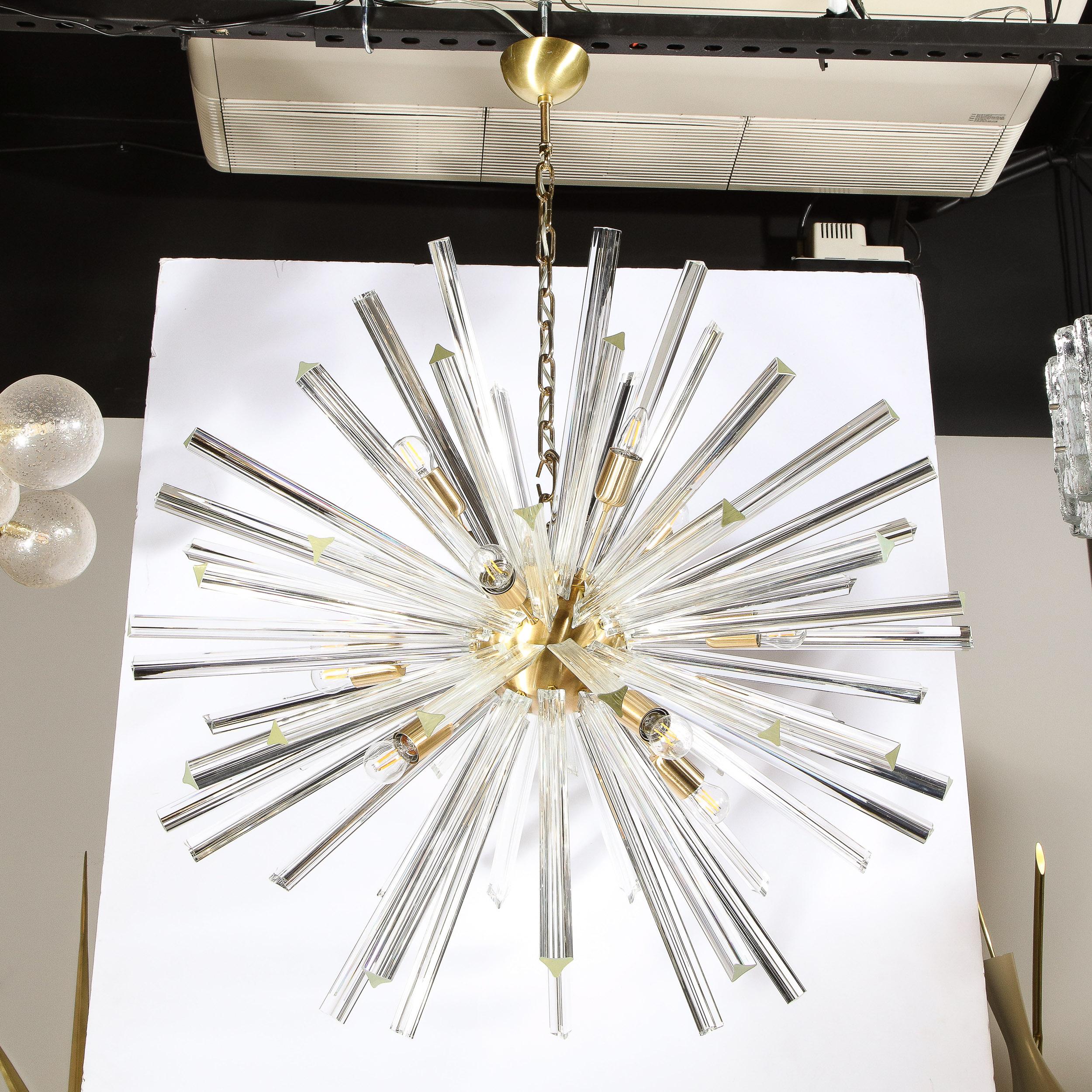 Modernist Handblown Translucent Murano Camer Glass & Brushed Brass Sputnik For Sale 6
