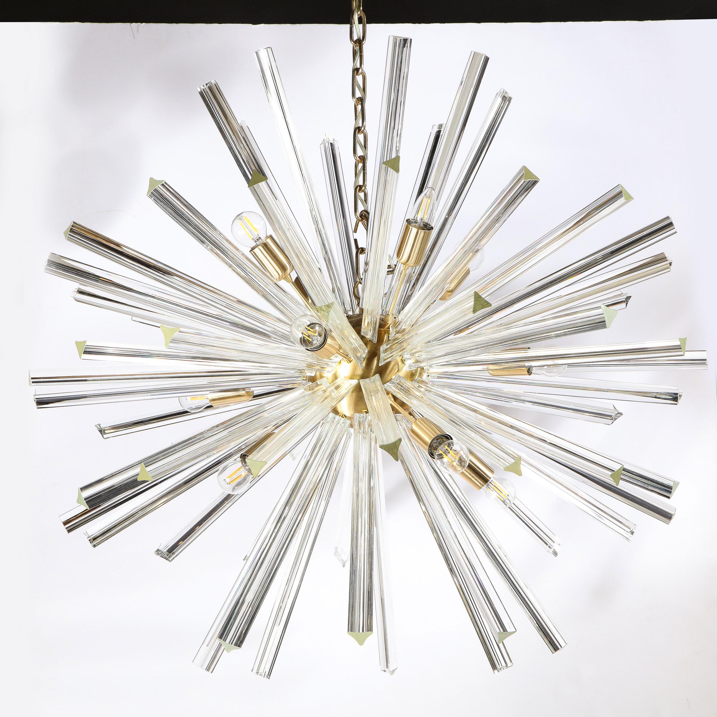Modernist Handblown Translucent Murano Camer Glass & Brushed Brass Sputnik For Sale 7