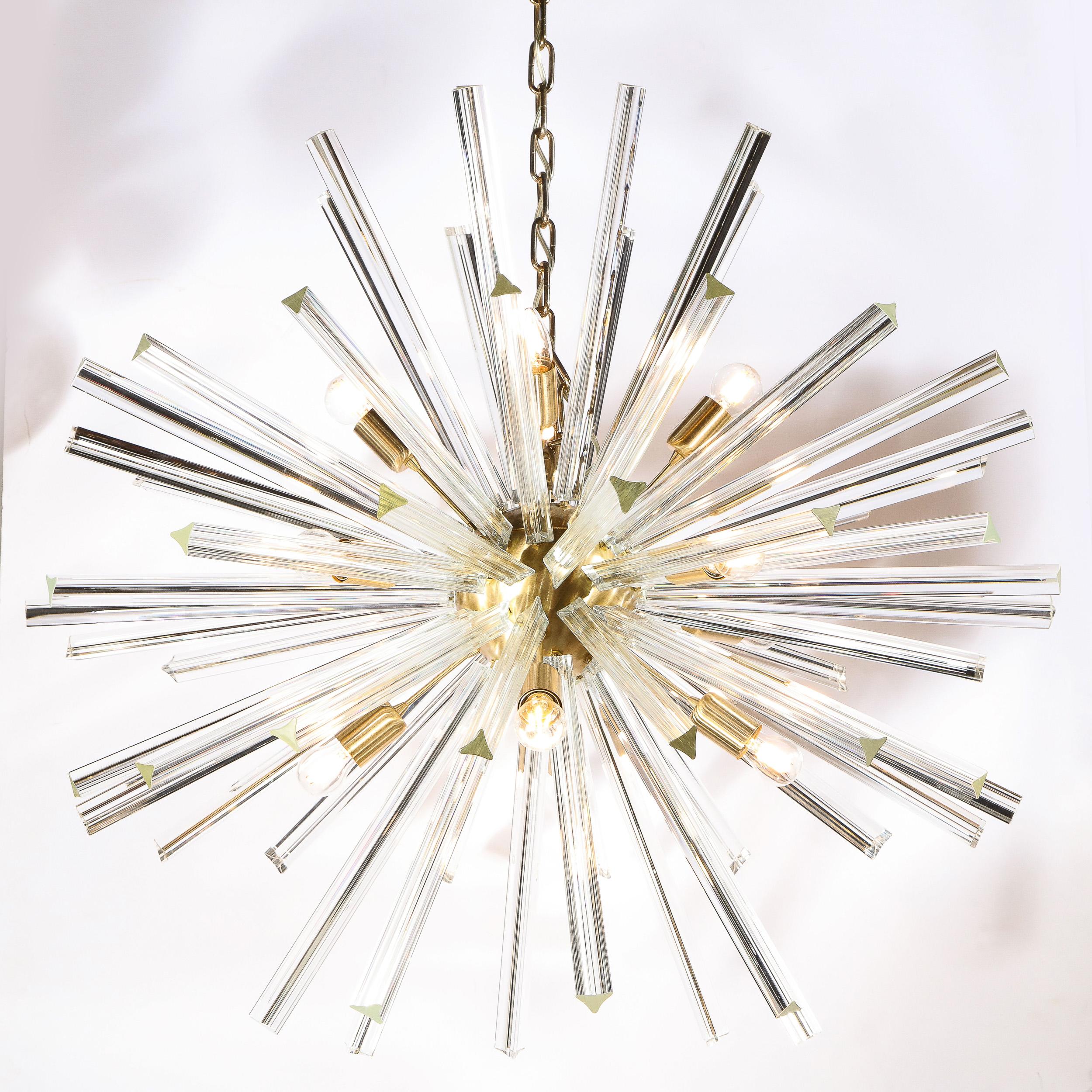 Modernist Handblown Translucent Murano Camer Glass & Brushed Brass Sputnik In New Condition For Sale In New York, NY