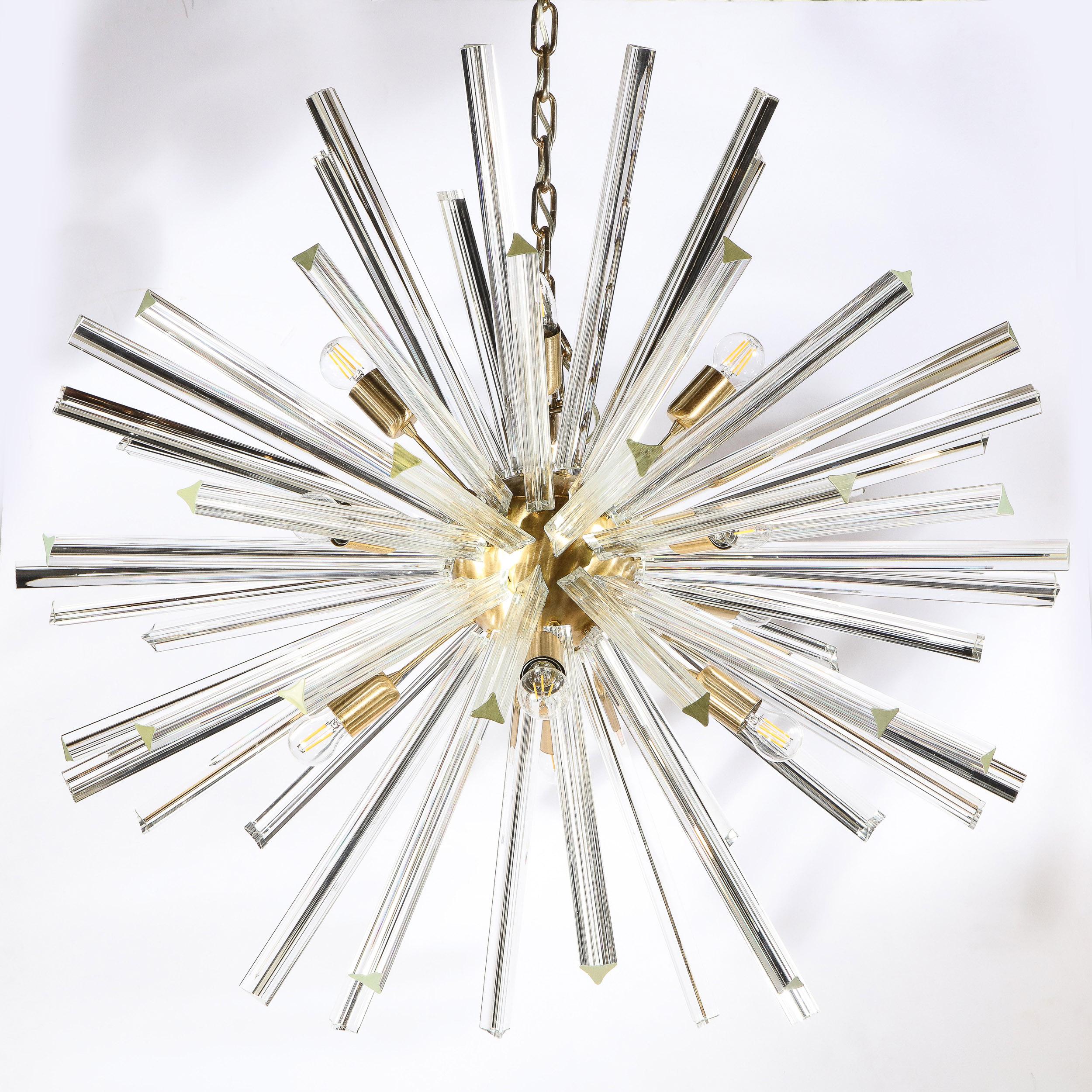 Murano Glass Modernist Handblown Translucent Murano Camer Glass & Brushed Brass Sputnik For Sale