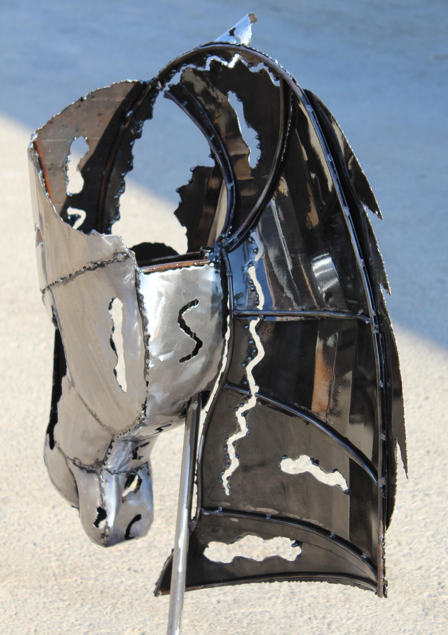 Contemporary Modernist Handcrafted Iron Horse Head Sculpture