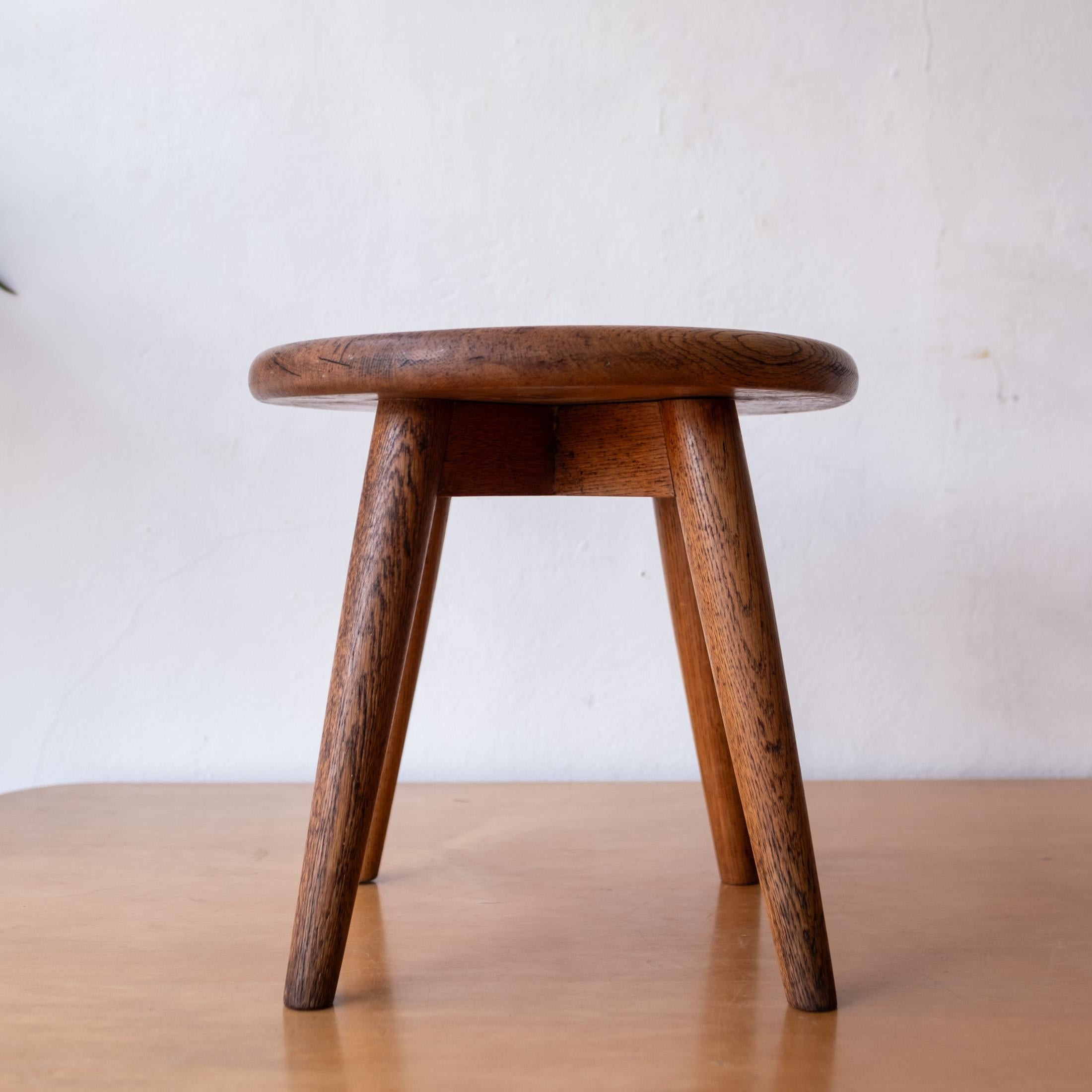 Mid-Century Modern Modernist Handcrafted Solid Oak Berger Stool For Sale