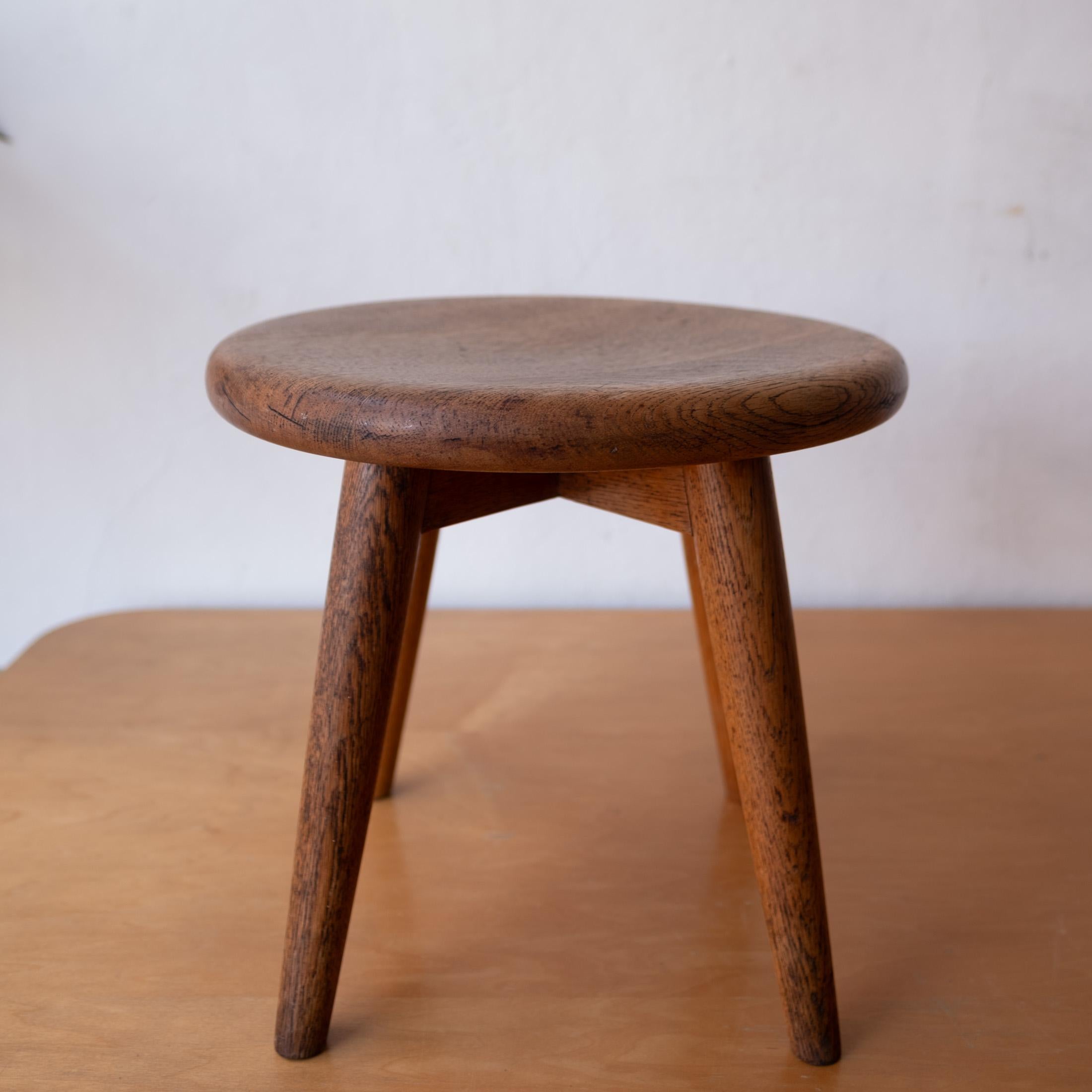 American Modernist Handcrafted Solid Oak Berger Stool For Sale
