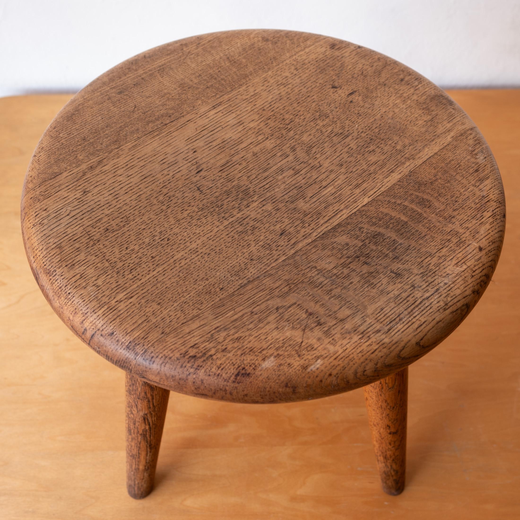 Modernist Handcrafted Solid Oak Berger Stool In Good Condition For Sale In San Diego, CA