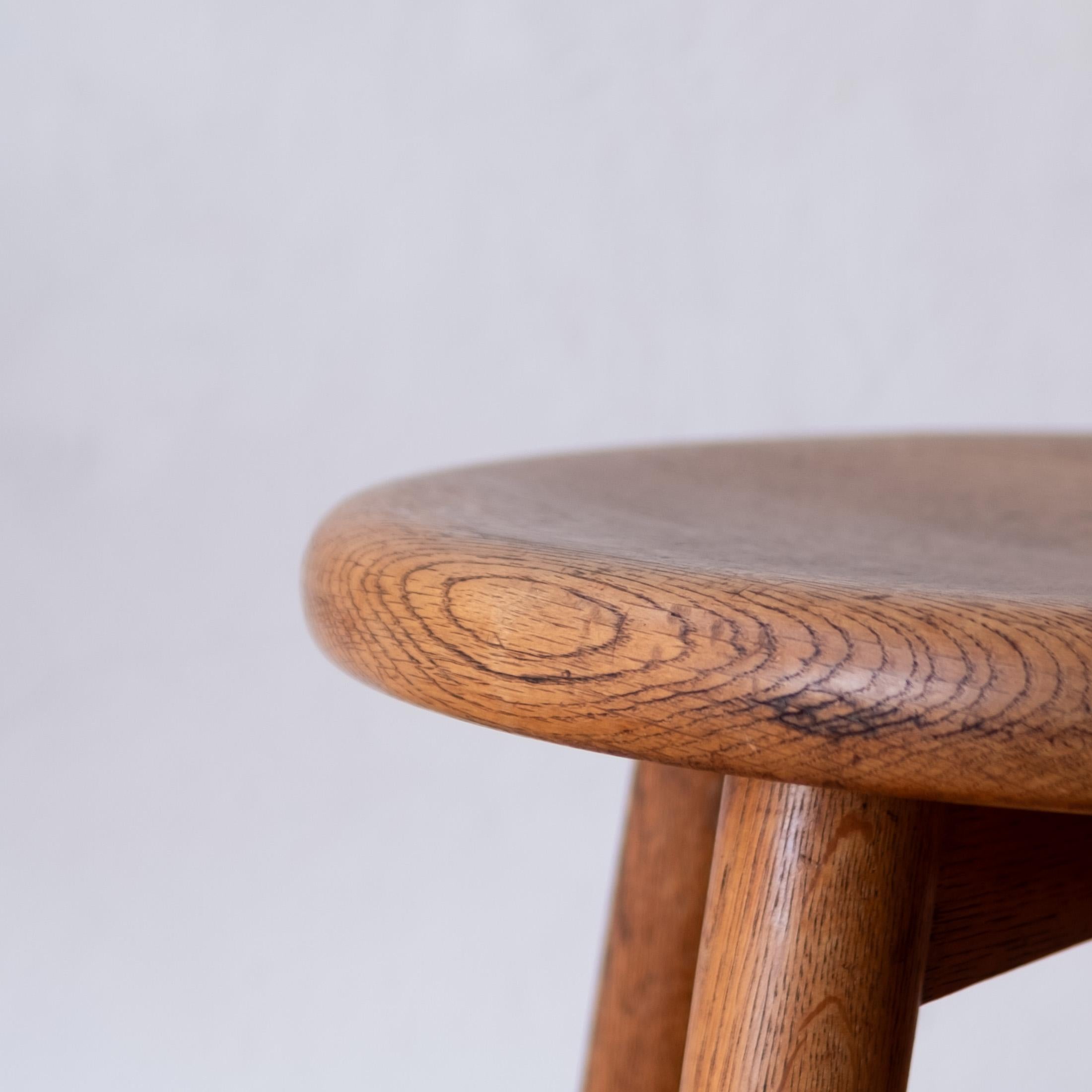 Mid-20th Century Modernist Handcrafted Solid Oak Berger Stool For Sale
