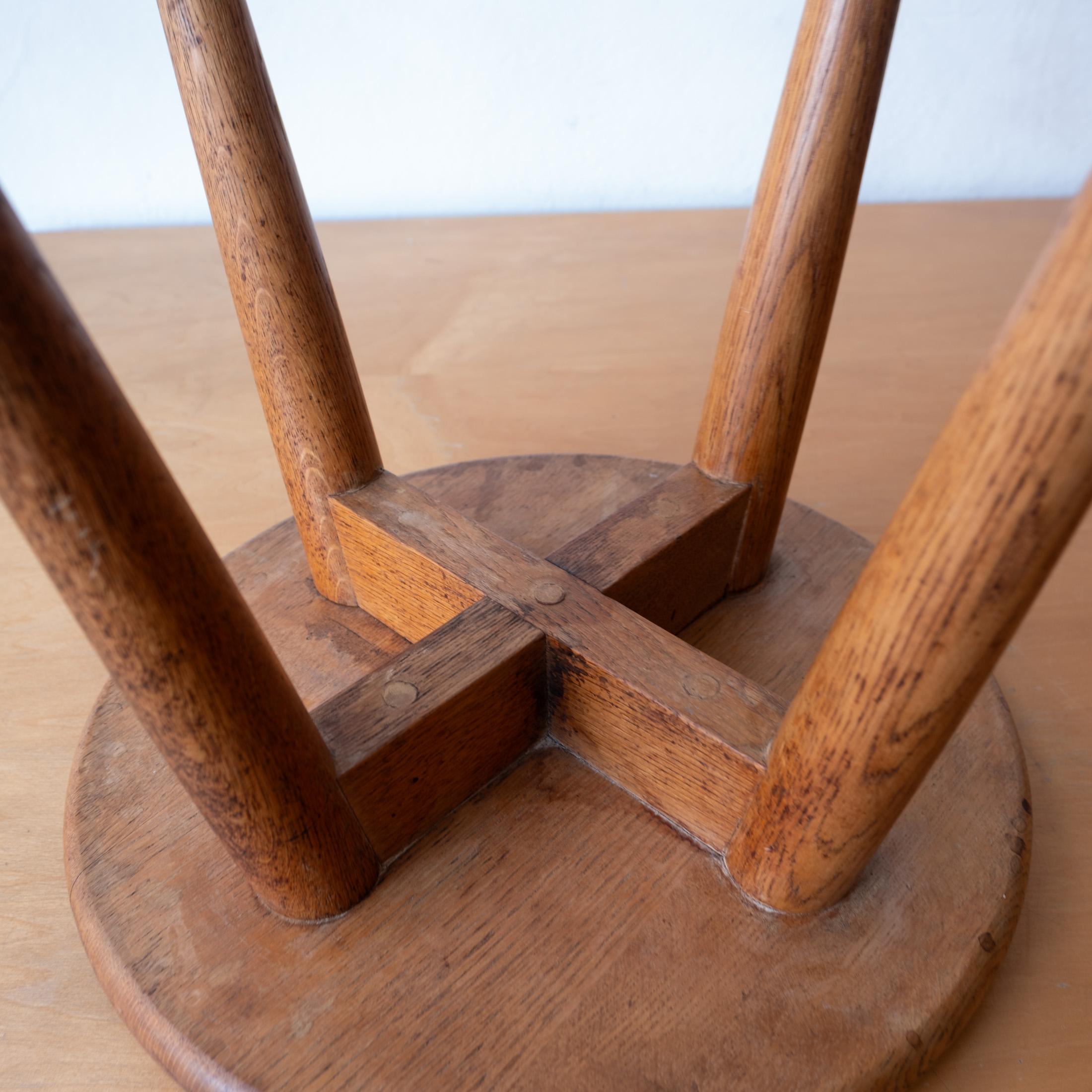 Modernist Handcrafted Solid Oak Berger Stool For Sale 2