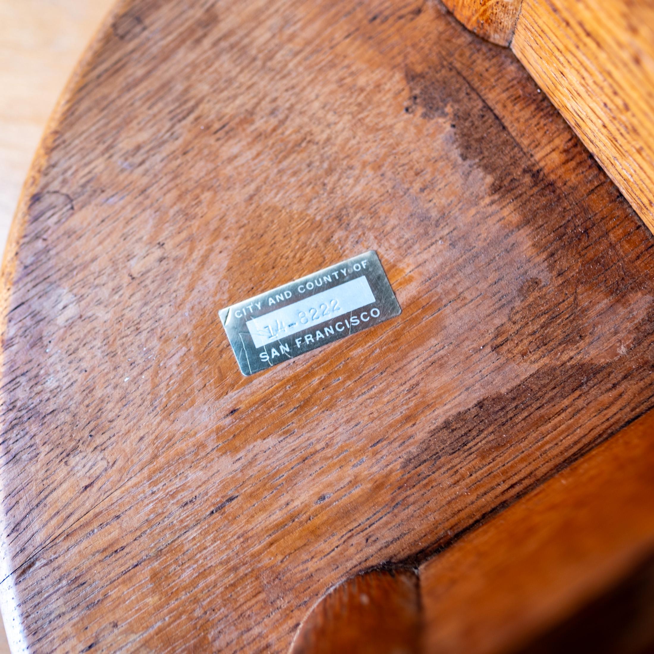Modernist Handcrafted Solid Oak Berger Stool For Sale 3