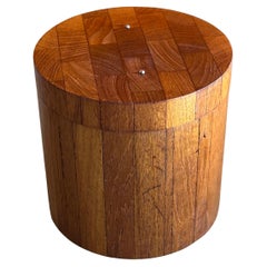 Modernist Handcrafted Staved Teak Cannister with Lid by Atapco