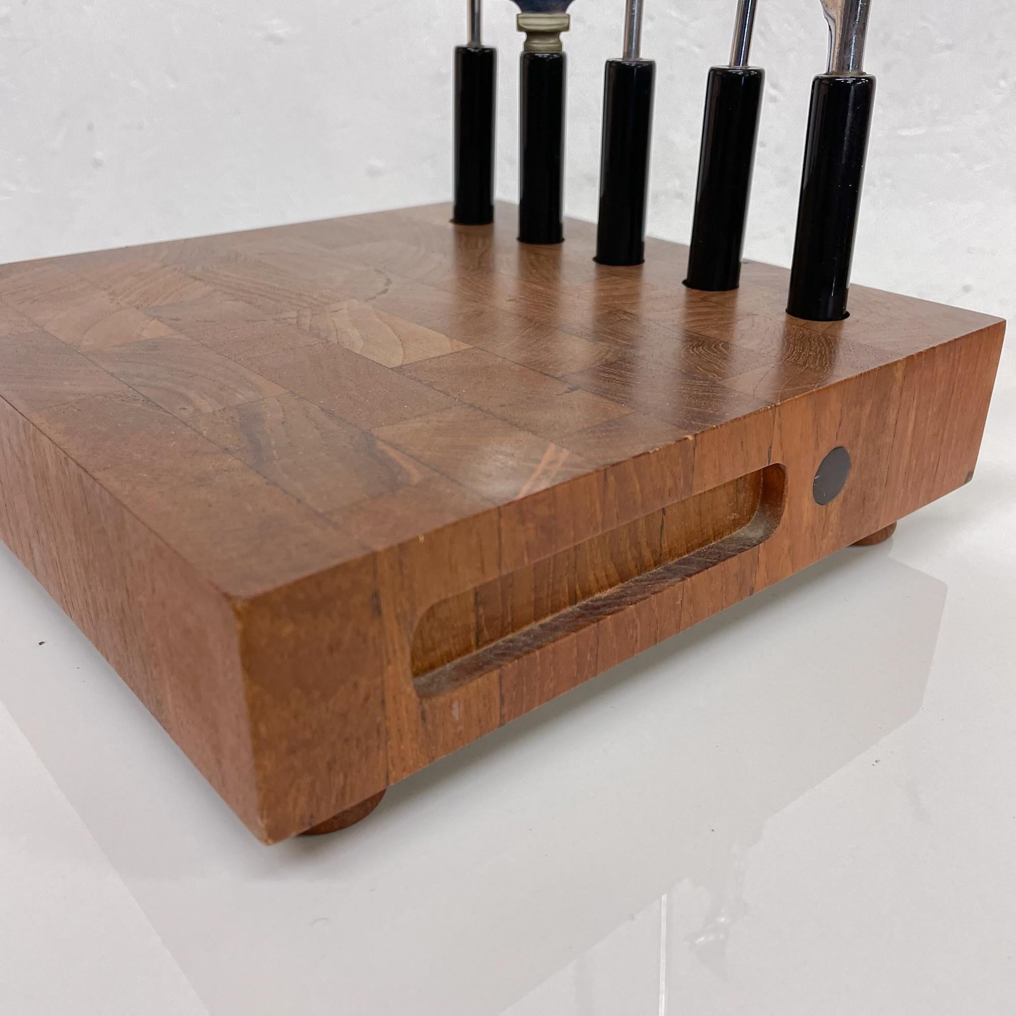  Modernist Handcrafted Teak Cocktail Bar Tool Set 1960s Hong Kong by Atapco  3
