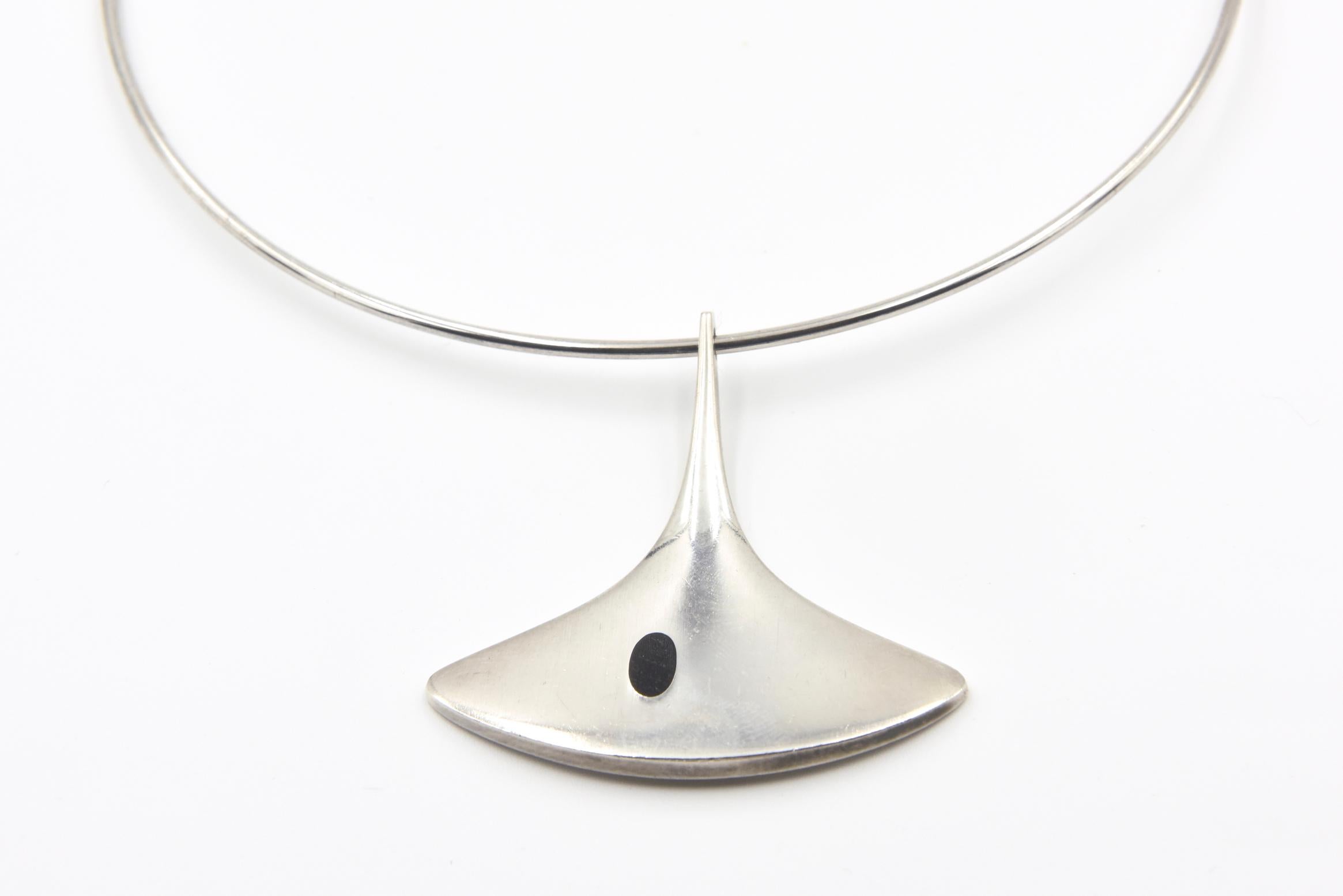 Modernist sterling silver pendant necklace designed by Karl Gustav as part of his 