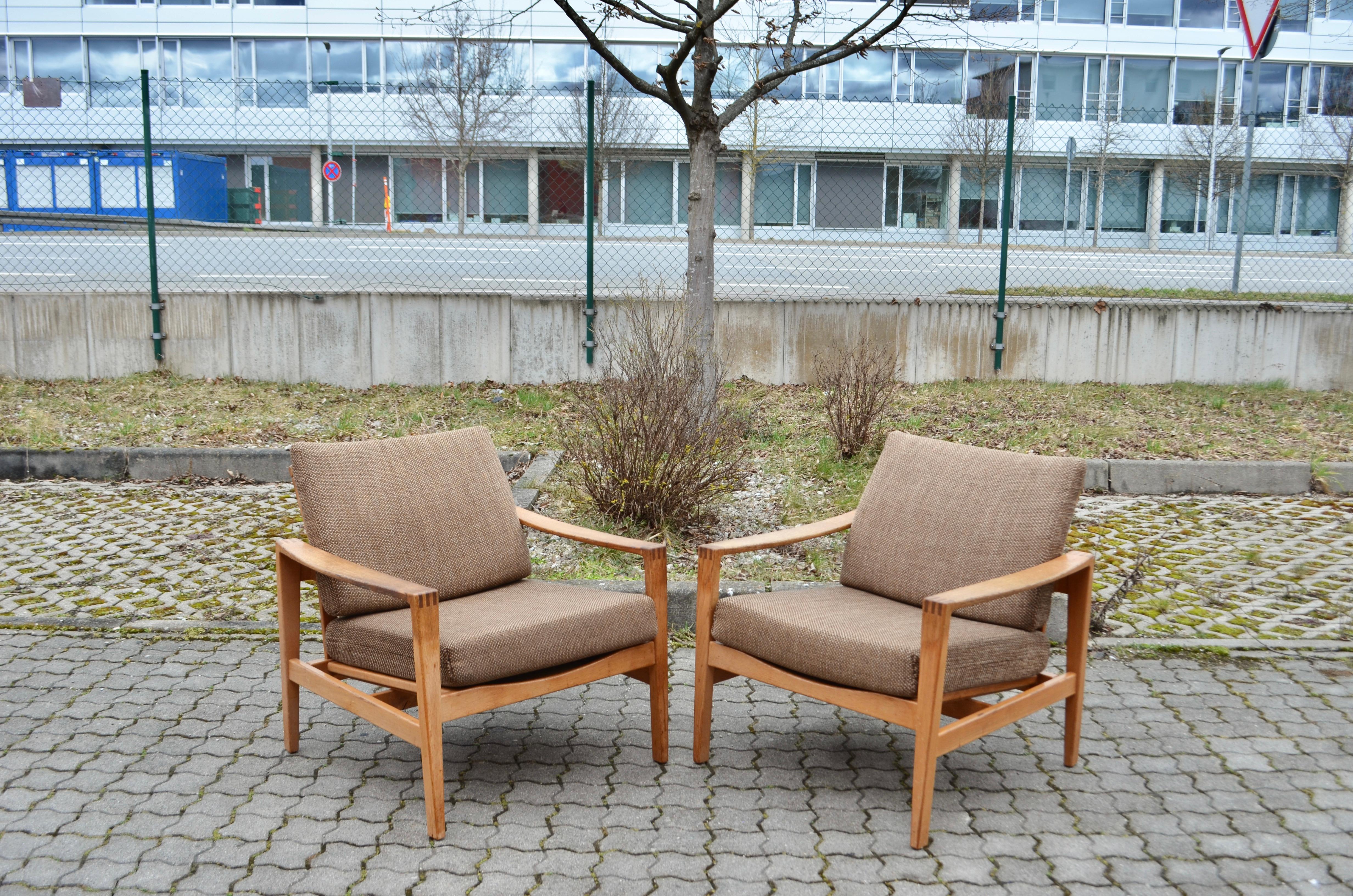 Mid-Century Modern Modernist Hartmut Lohmeyer Oak Easy Lounge Chair for Wilkhahn Midcentury For Sale