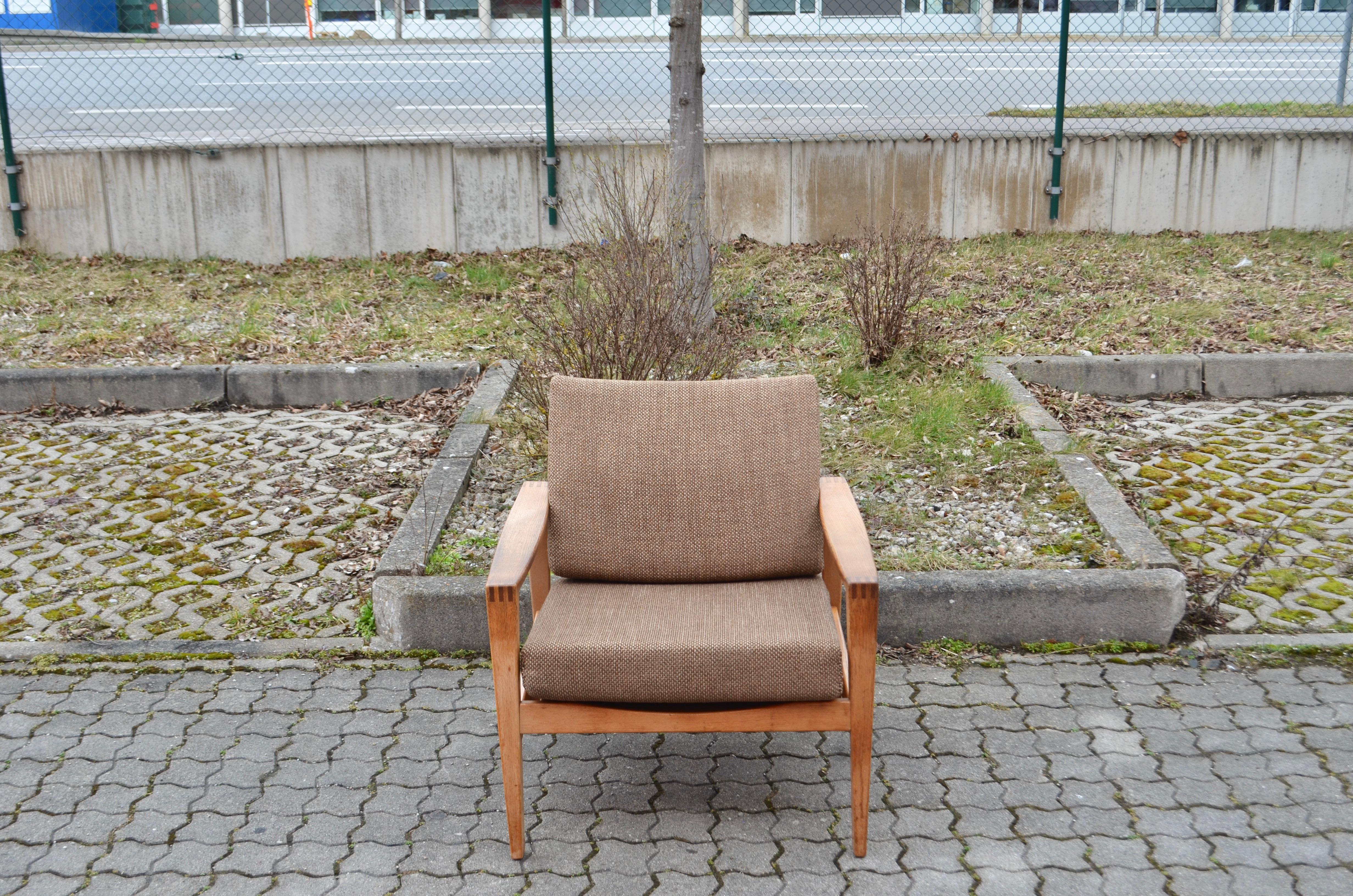 Oiled Modernist Hartmut Lohmeyer Oak Easy Lounge Chair for Wilkhahn Midcentury For Sale