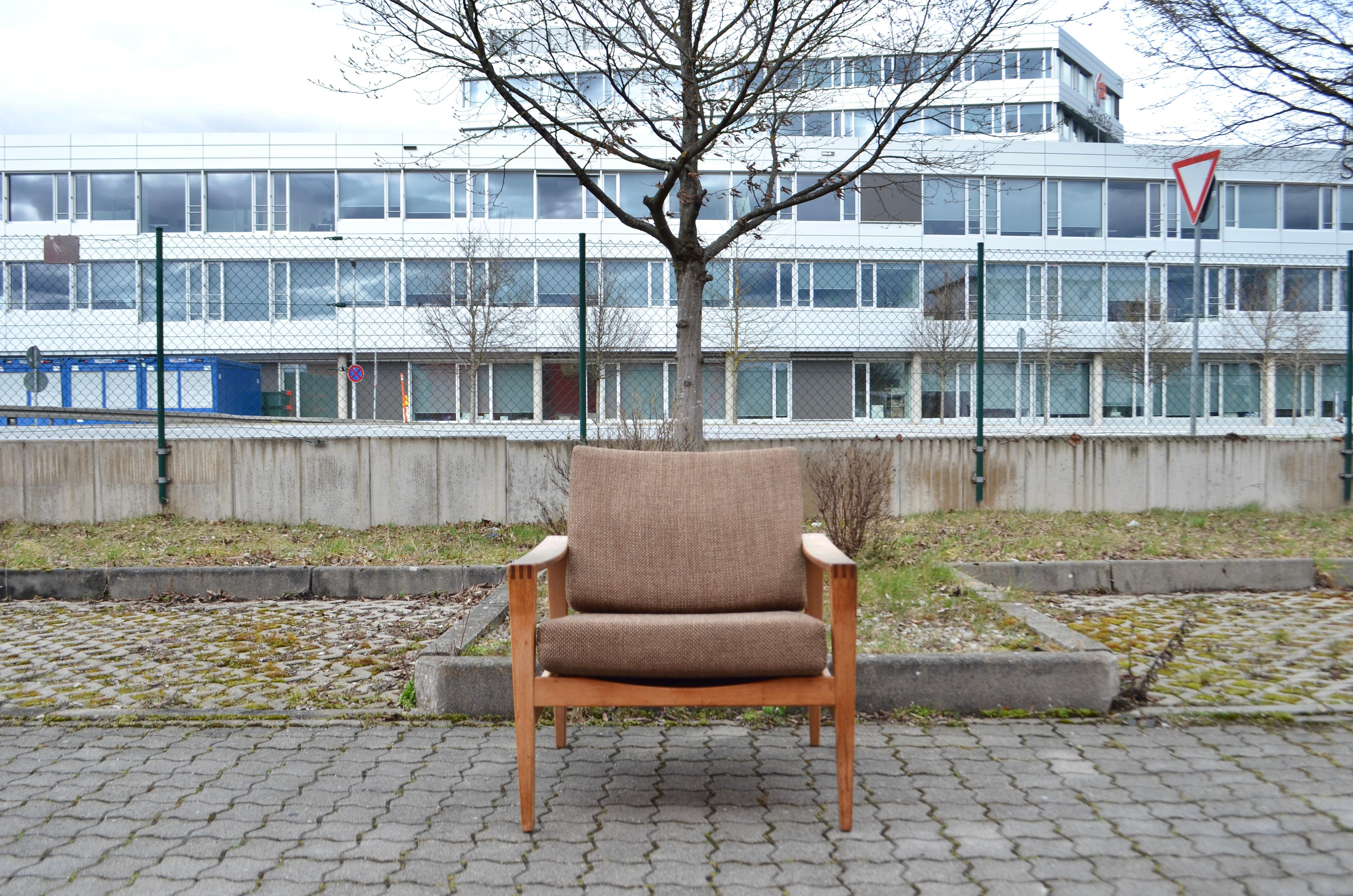 Mid-20th Century Modernist Hartmut Lohmeyer Oak Easy Lounge Chair for Wilkhahn Midcentury For Sale