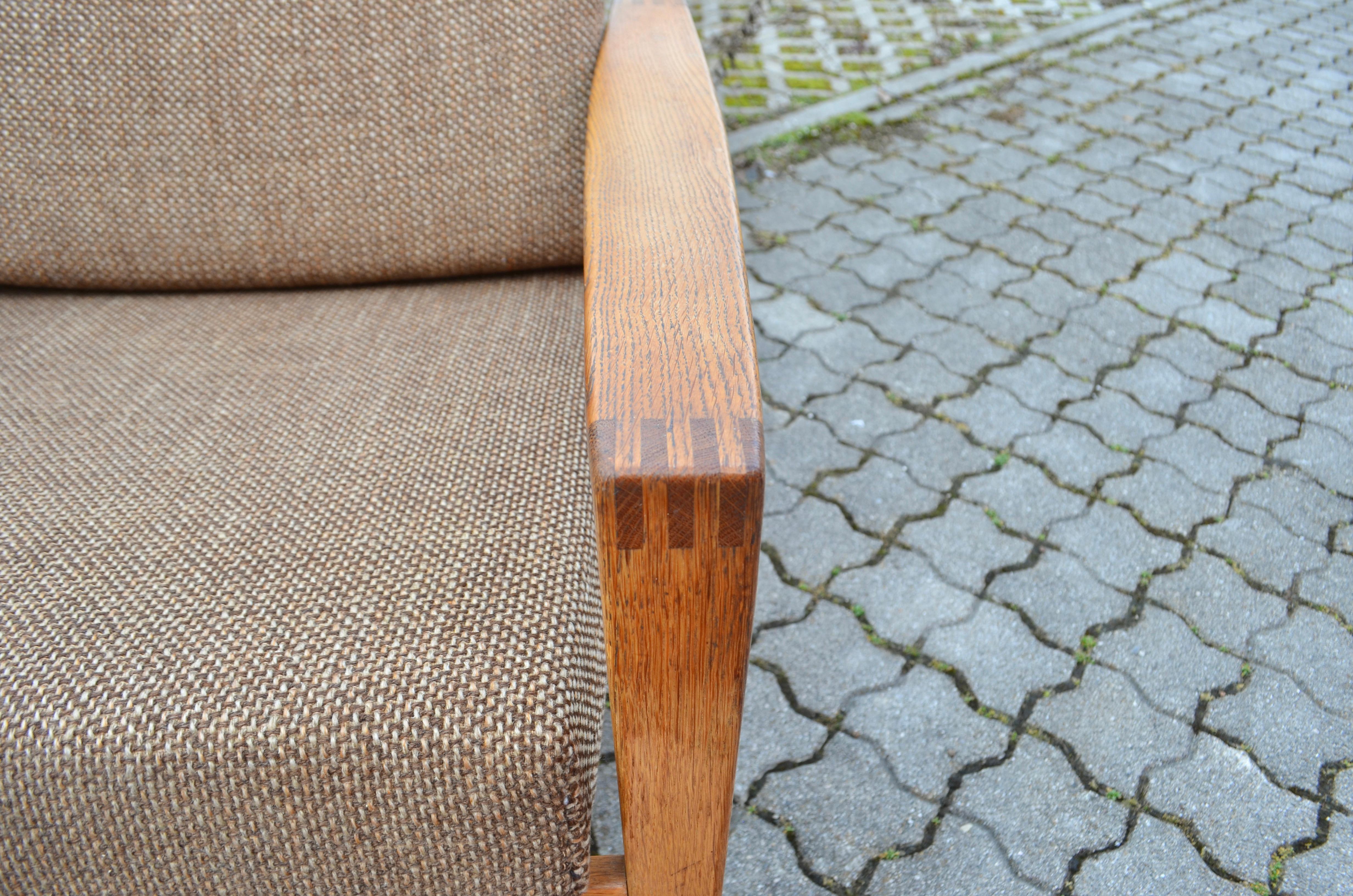 Fabric Modernist Hartmut Lohmeyer Oak Easy Lounge Chair for Wilkhahn Midcentury For Sale