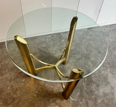 Modernist Hollywood Regency Brass Side Table, Mastercraft Attributed