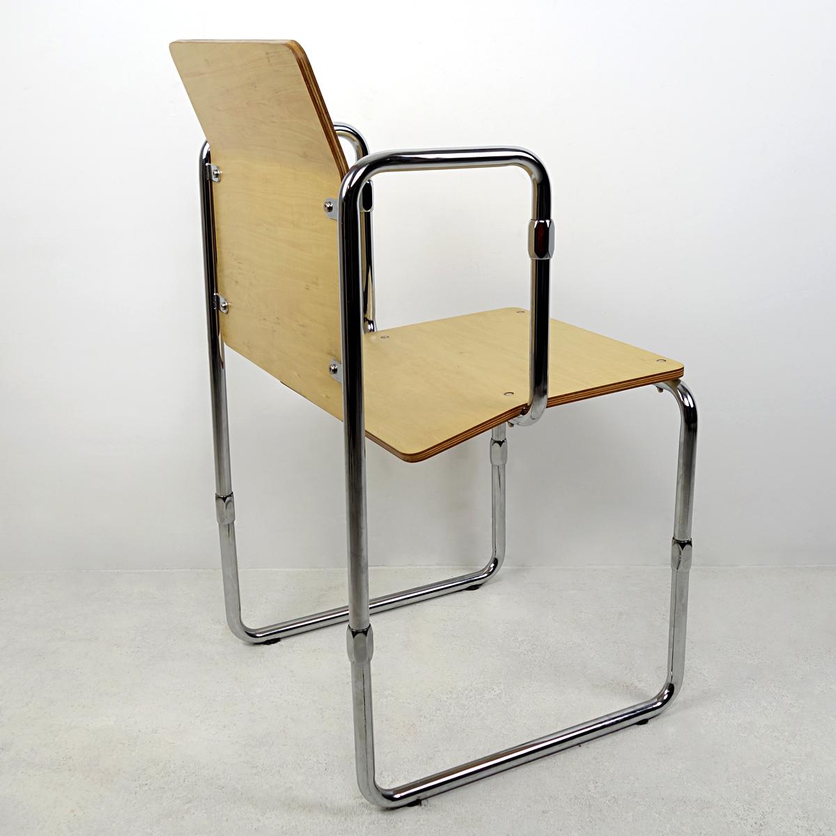 Steel Modernist Hopmi Chair by Gerrit Rietveld Limited Edition Official Reproduction