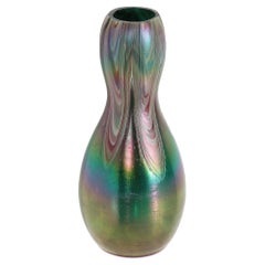 Vintage Modernist Hourglass Form Swirled Favrile Art Glass Vase