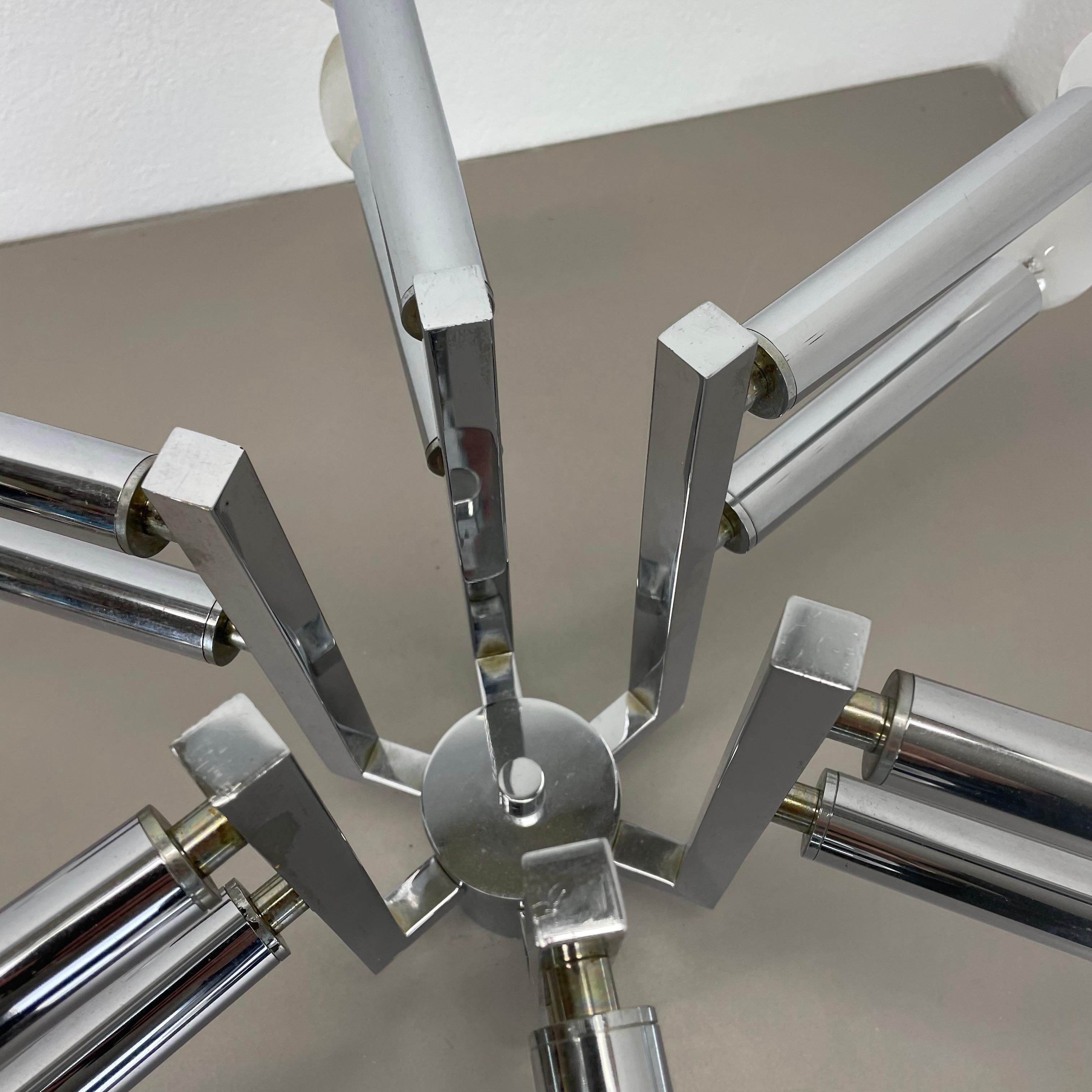Modernist Huge chromed SPUTNIK Sciolari Style Ceiling Light, Italy, 1970s For Sale 3