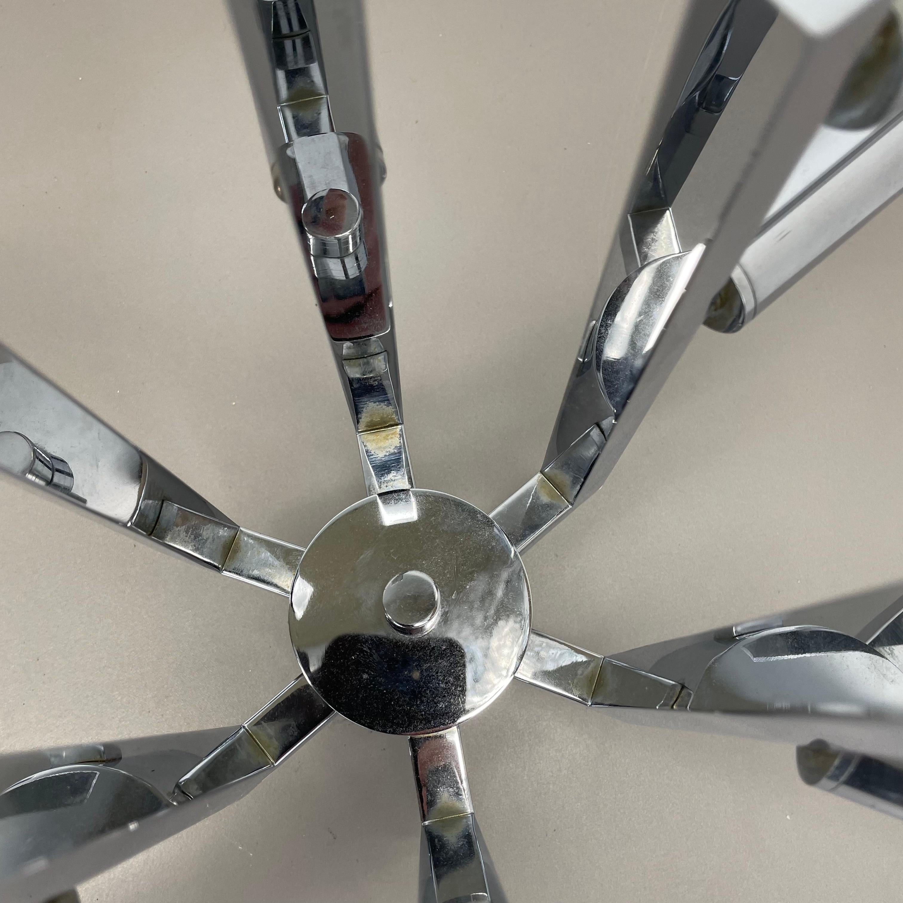 Modernist Huge chromed SPUTNIK Sciolari Style Ceiling Light, Italy, 1970s For Sale 4