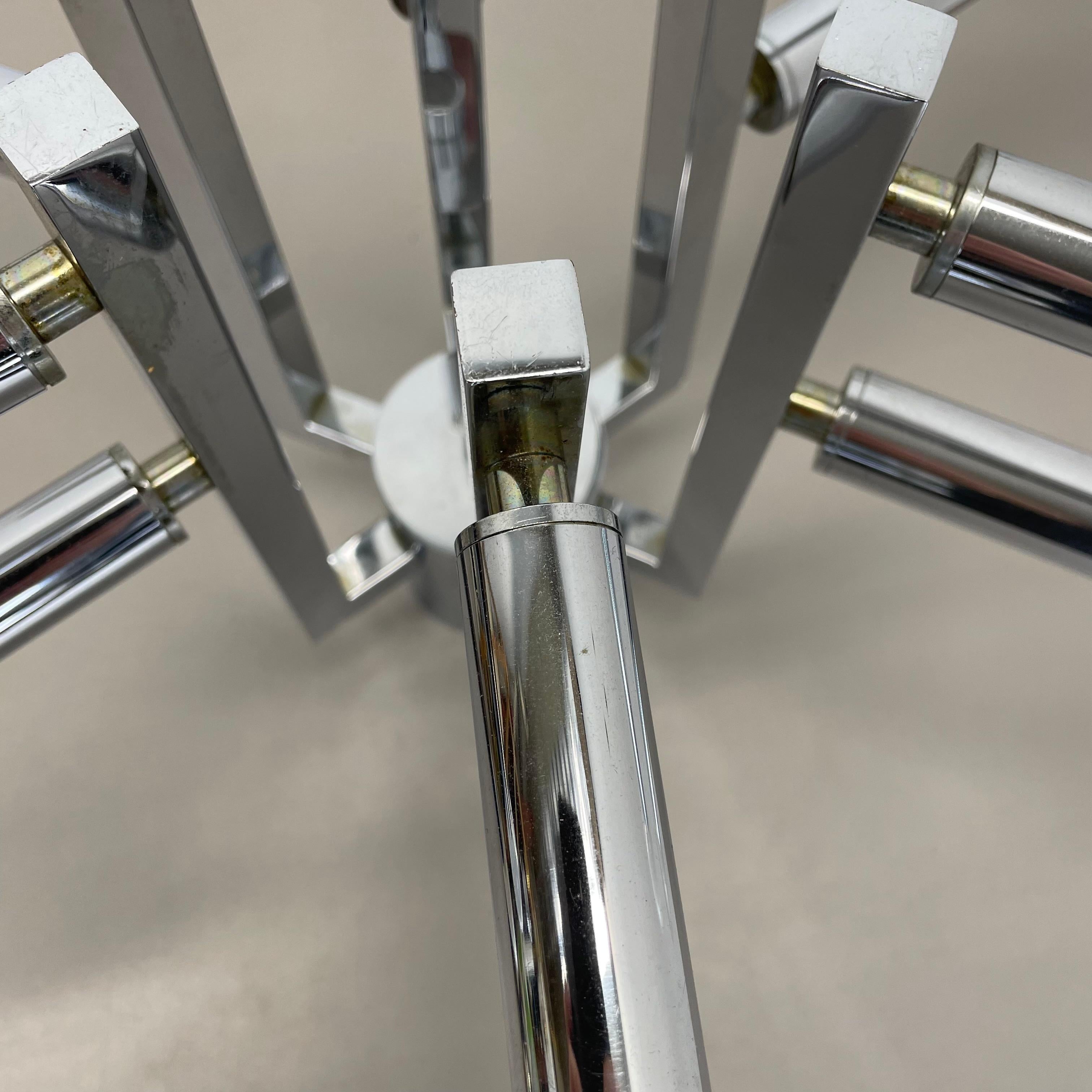 Modernist Huge chromed SPUTNIK Sciolari Style Ceiling Light, Italy, 1970s For Sale 5