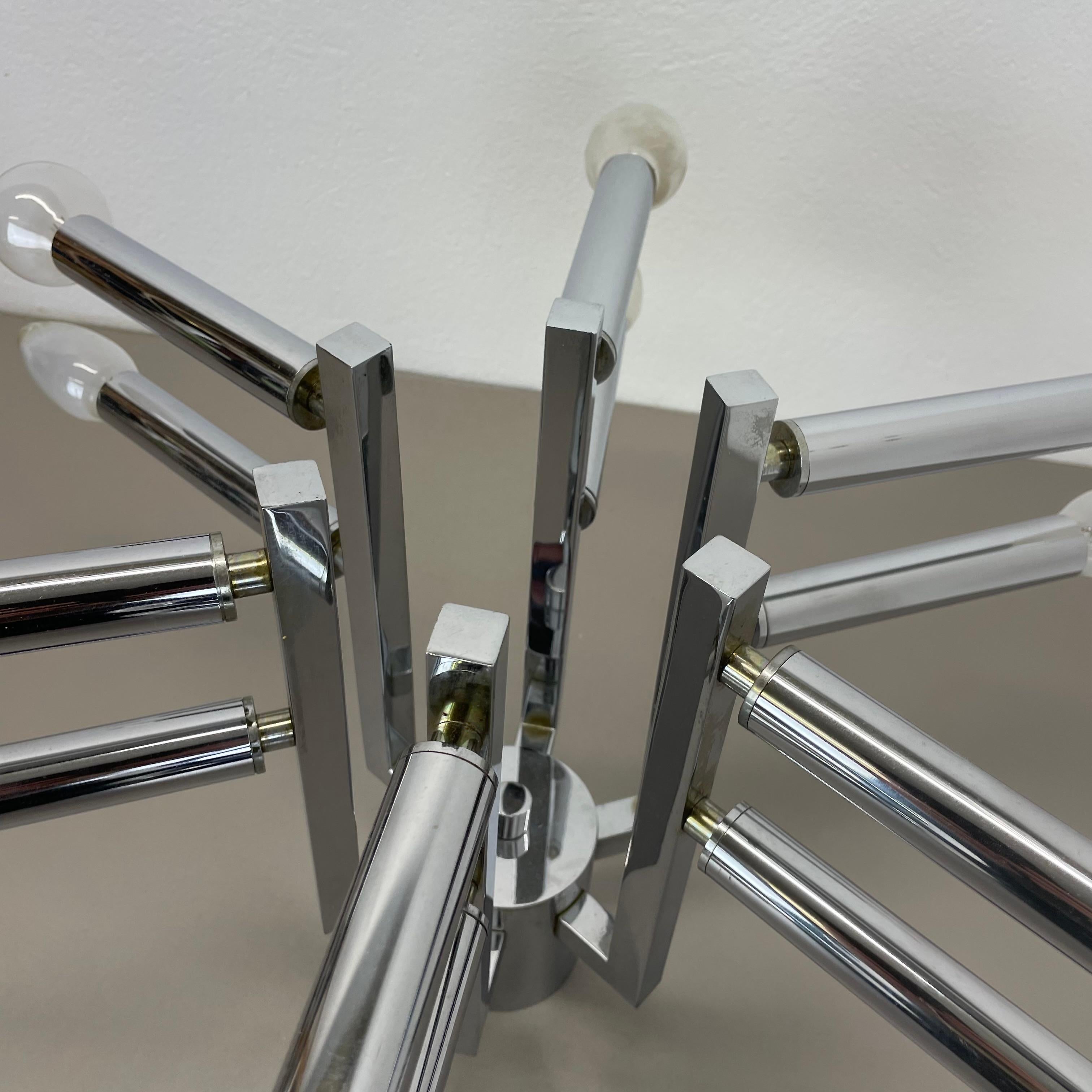 Modernist Huge chromed SPUTNIK Sciolari Style Ceiling Light, Italy, 1970s For Sale 9