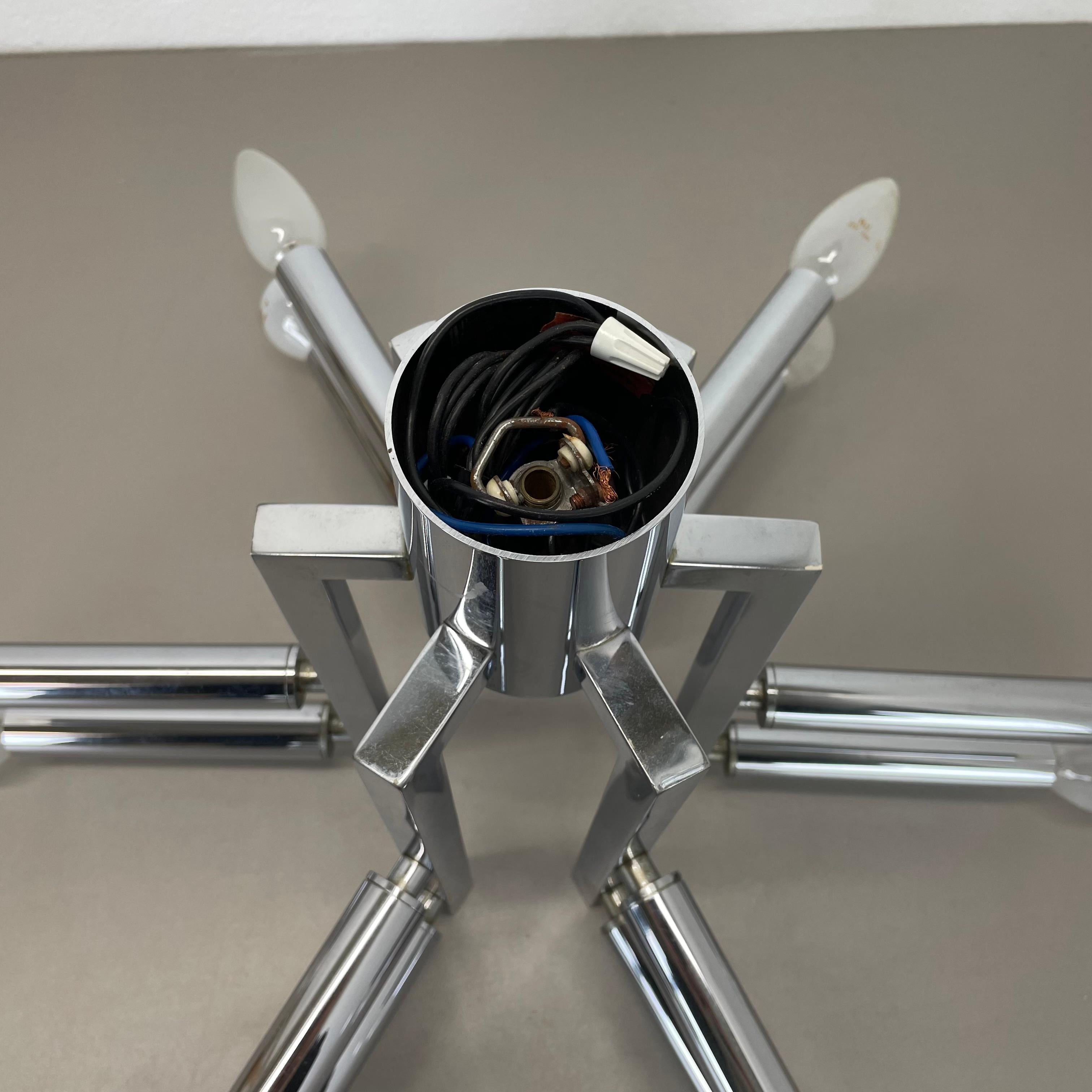 Modernist Huge chromed SPUTNIK Sciolari Style Ceiling Light, Italy, 1970s For Sale 12
