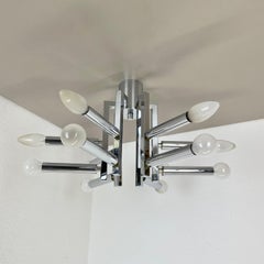 Modernist Huge chromed SPUTNIK Sciolari Style Ceiling Light, Italy, 1970s